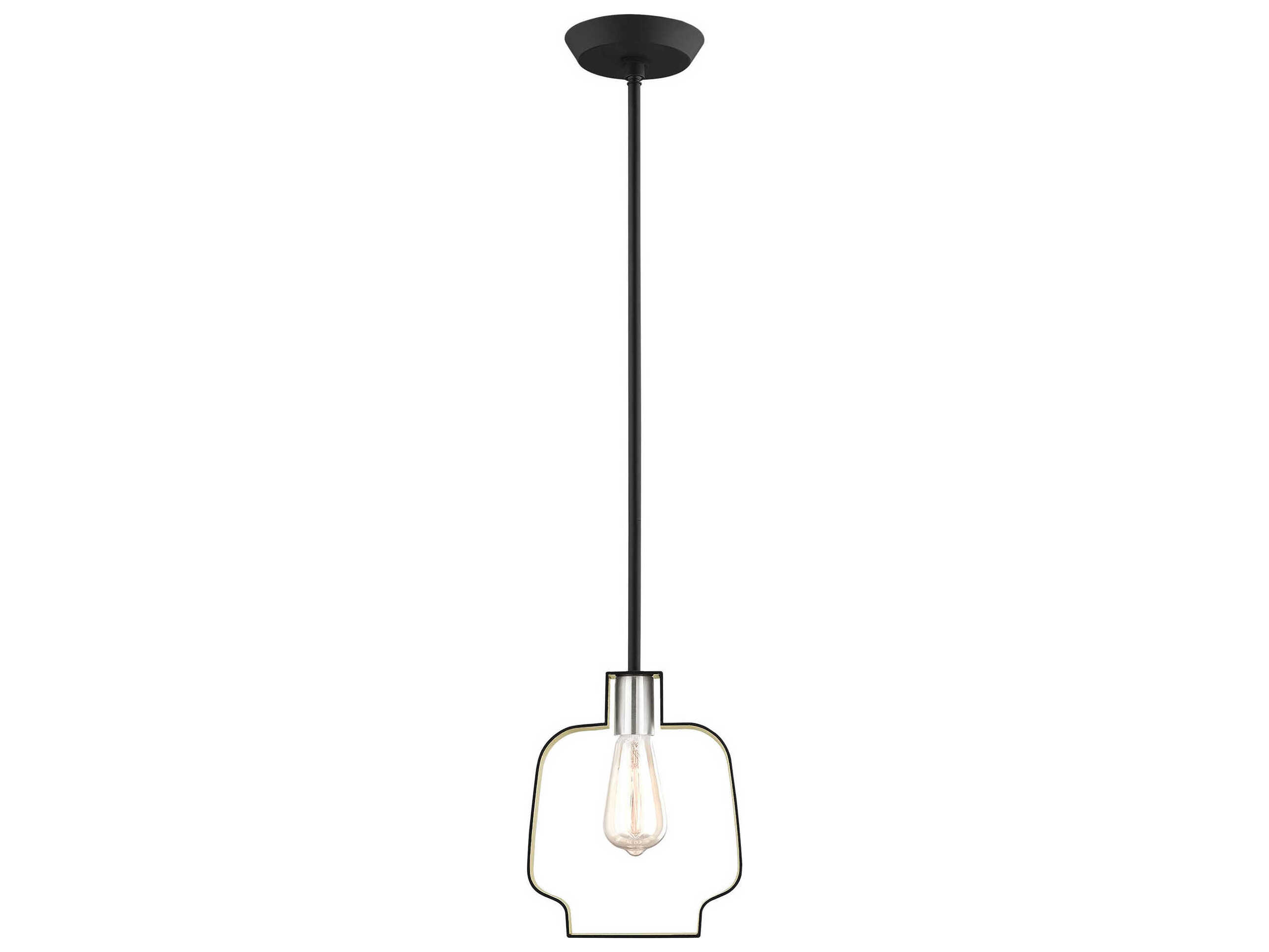 Livex Lighting Meadowbrook 1-Light Black Brushed Nickel Mini Pendant