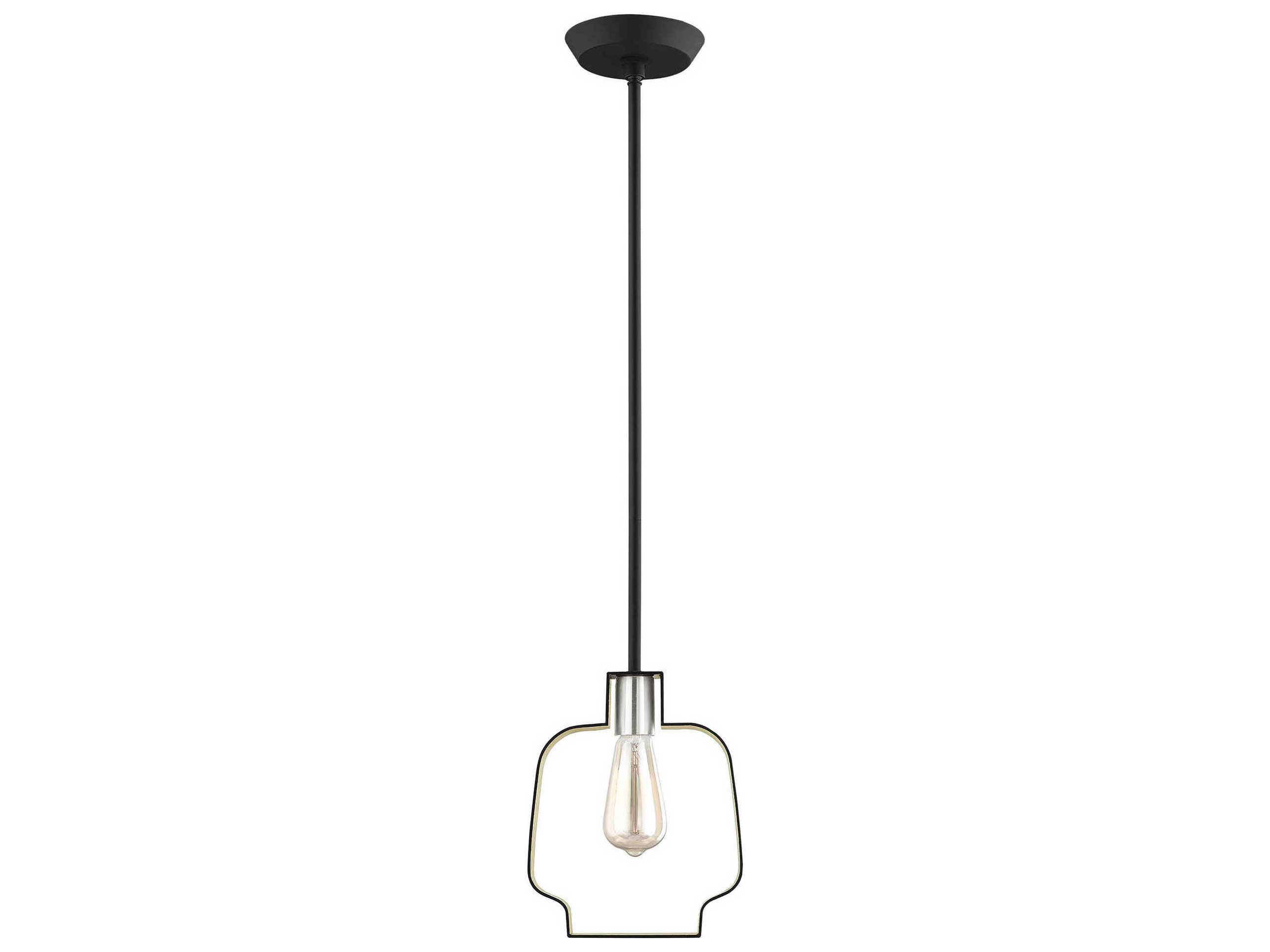 Livex Lighting Meadowbrook 1-Light Black Brushed Nickel Mini Pendant