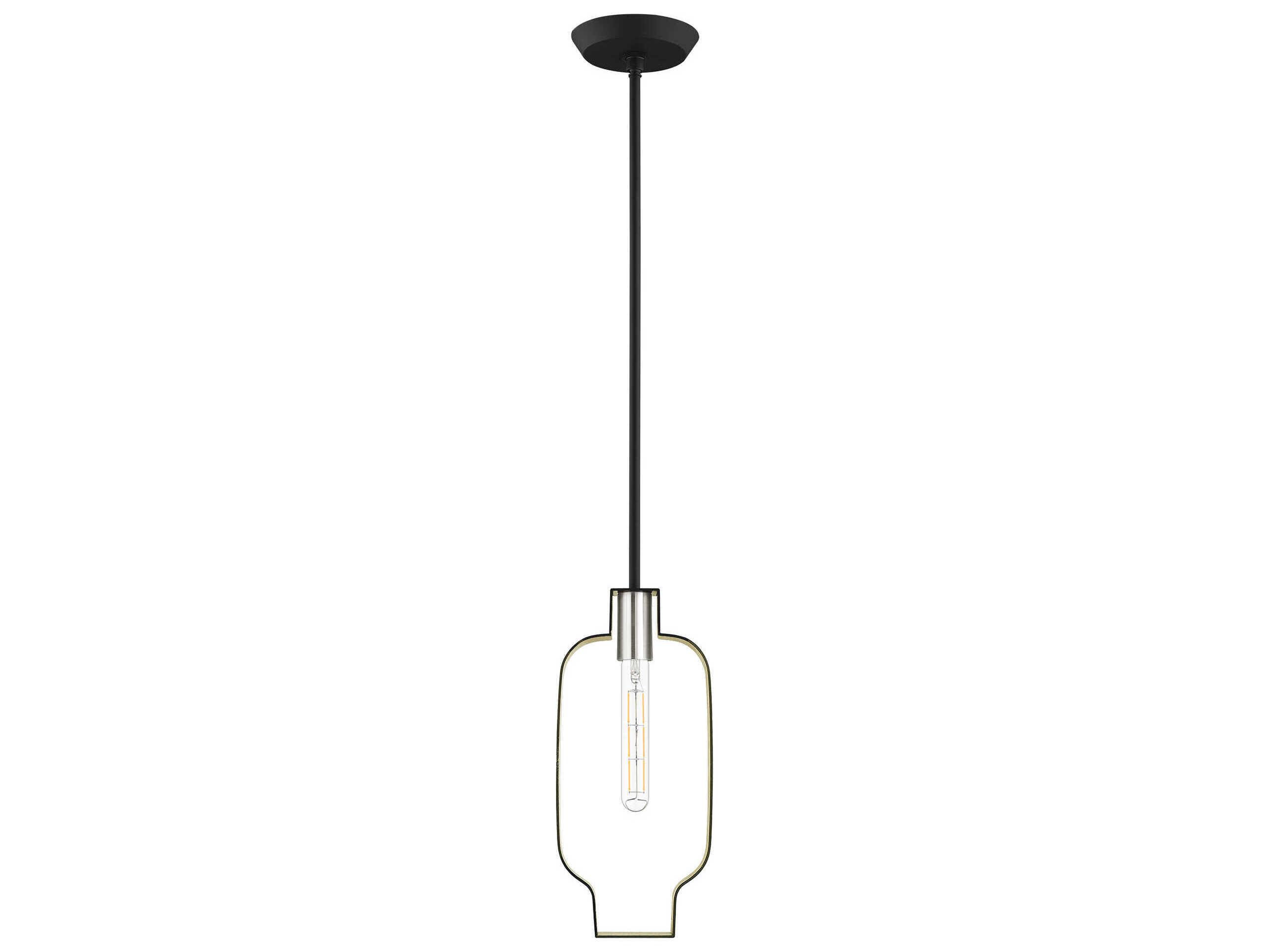 Livex Lighting Meadowbrook 1-Light Black Brushed Nickel Mini Pendant