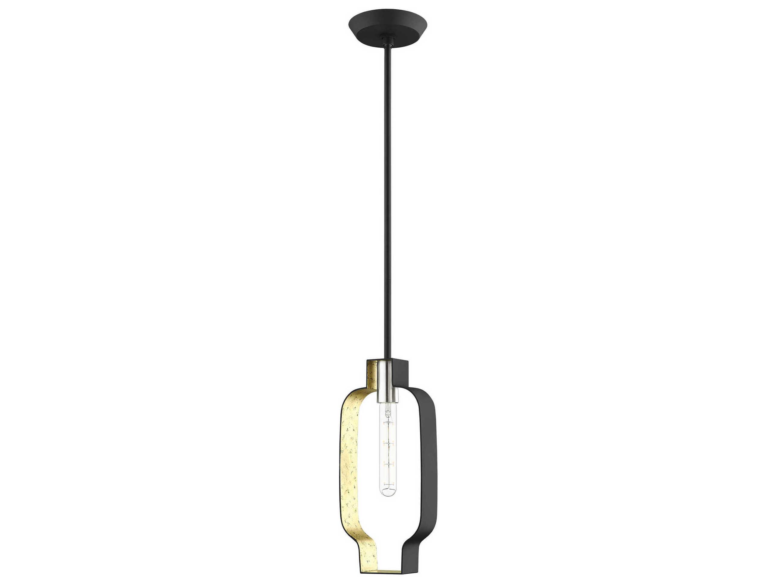Livex Lighting Meadowbrook 1-Light Black Brushed Nickel Mini Pendant