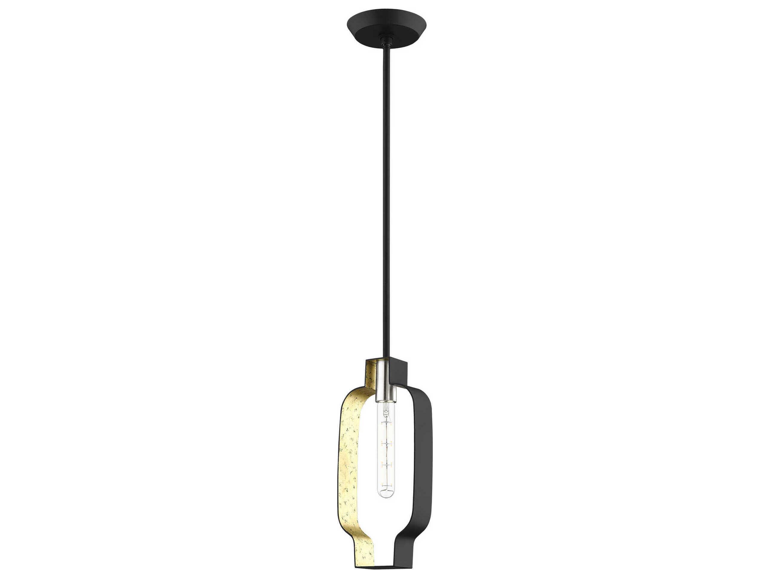 Livex Lighting Meadowbrook 1-Light Black Brushed Nickel Mini Pendant