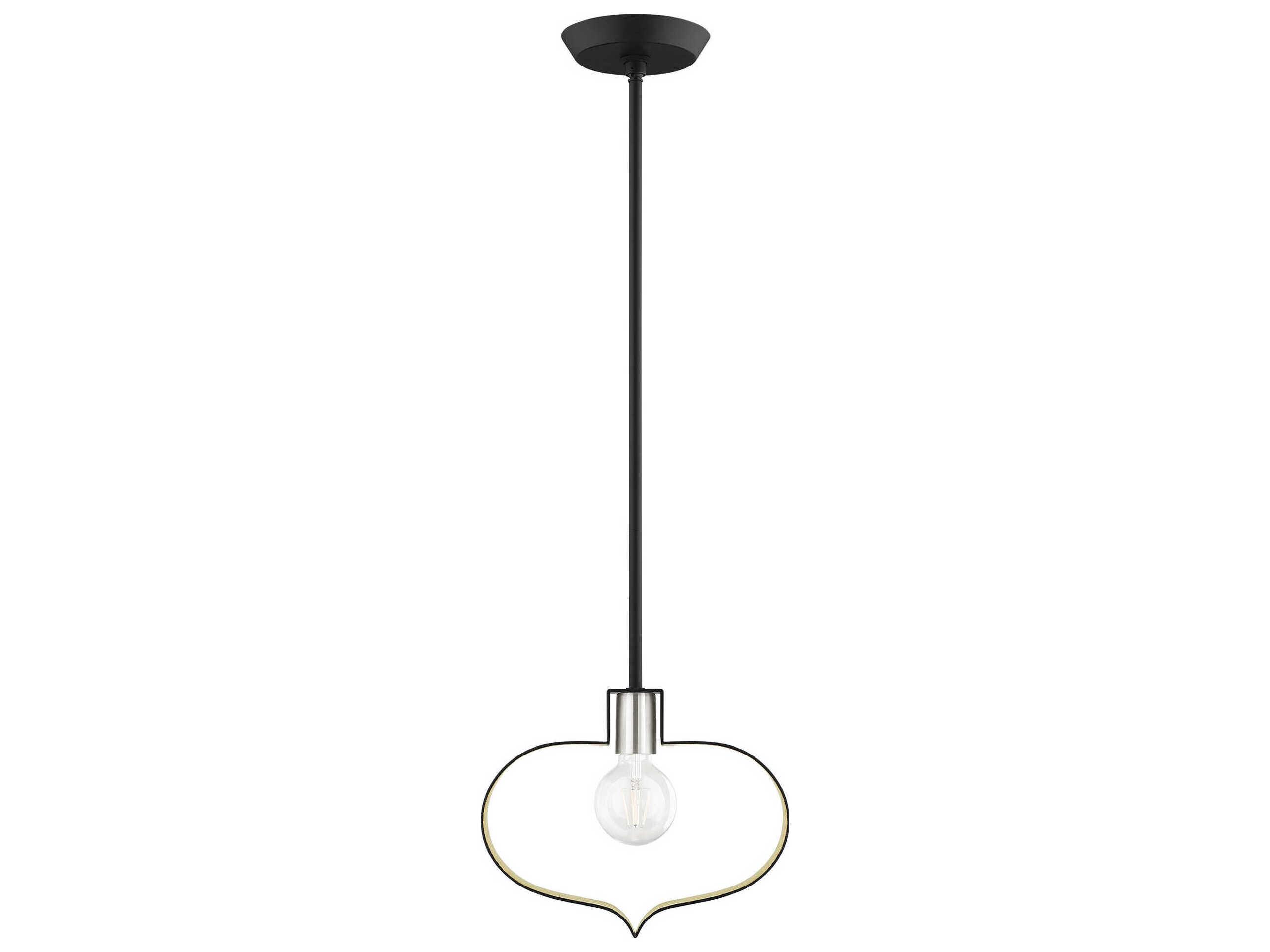 Livex Lighting Meadowbrook 1-Light Black Brushed Nickel Mini Pendant