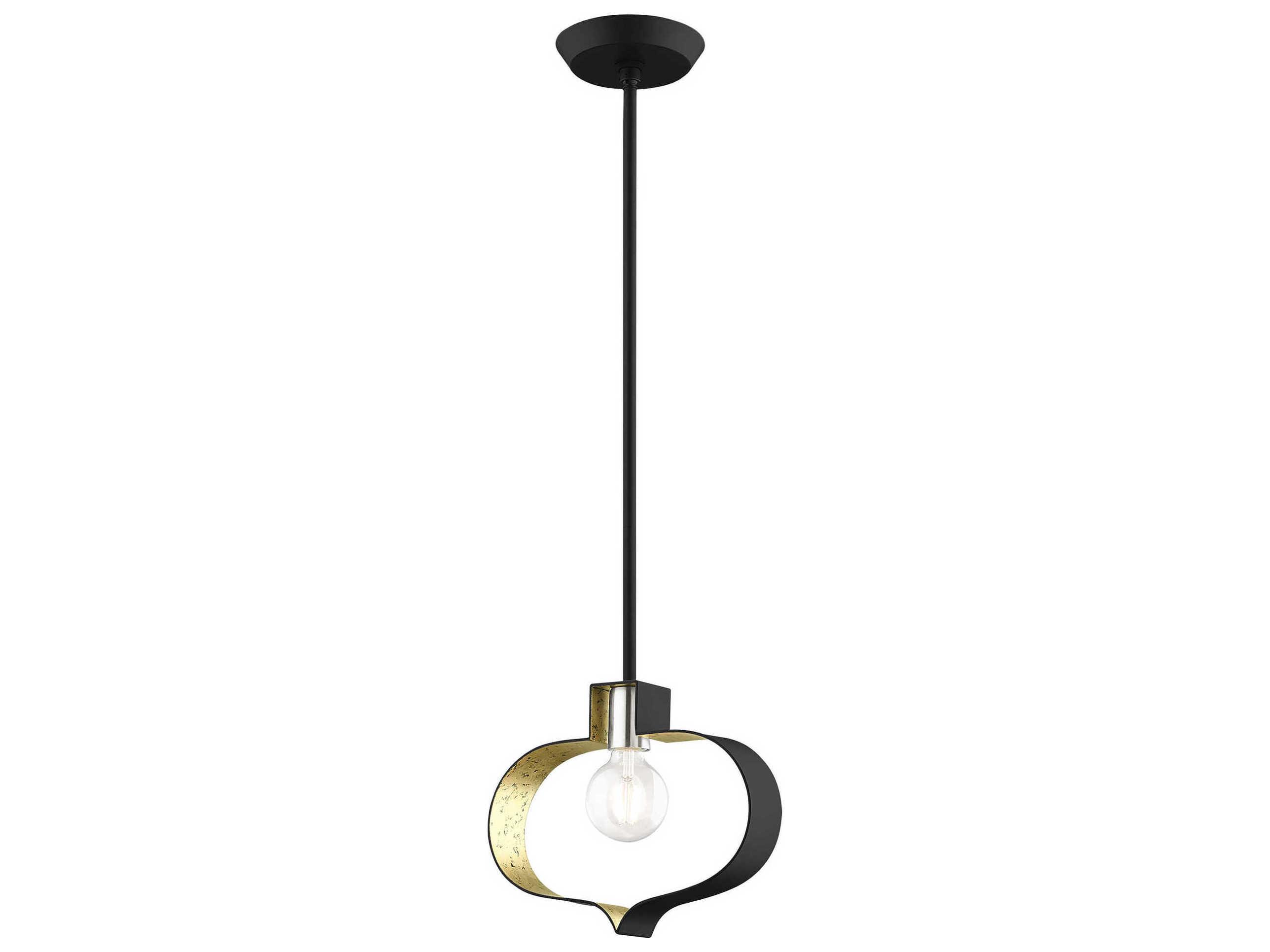 Livex Lighting Meadowbrook 1-Light Black Brushed Nickel Mini Pendant