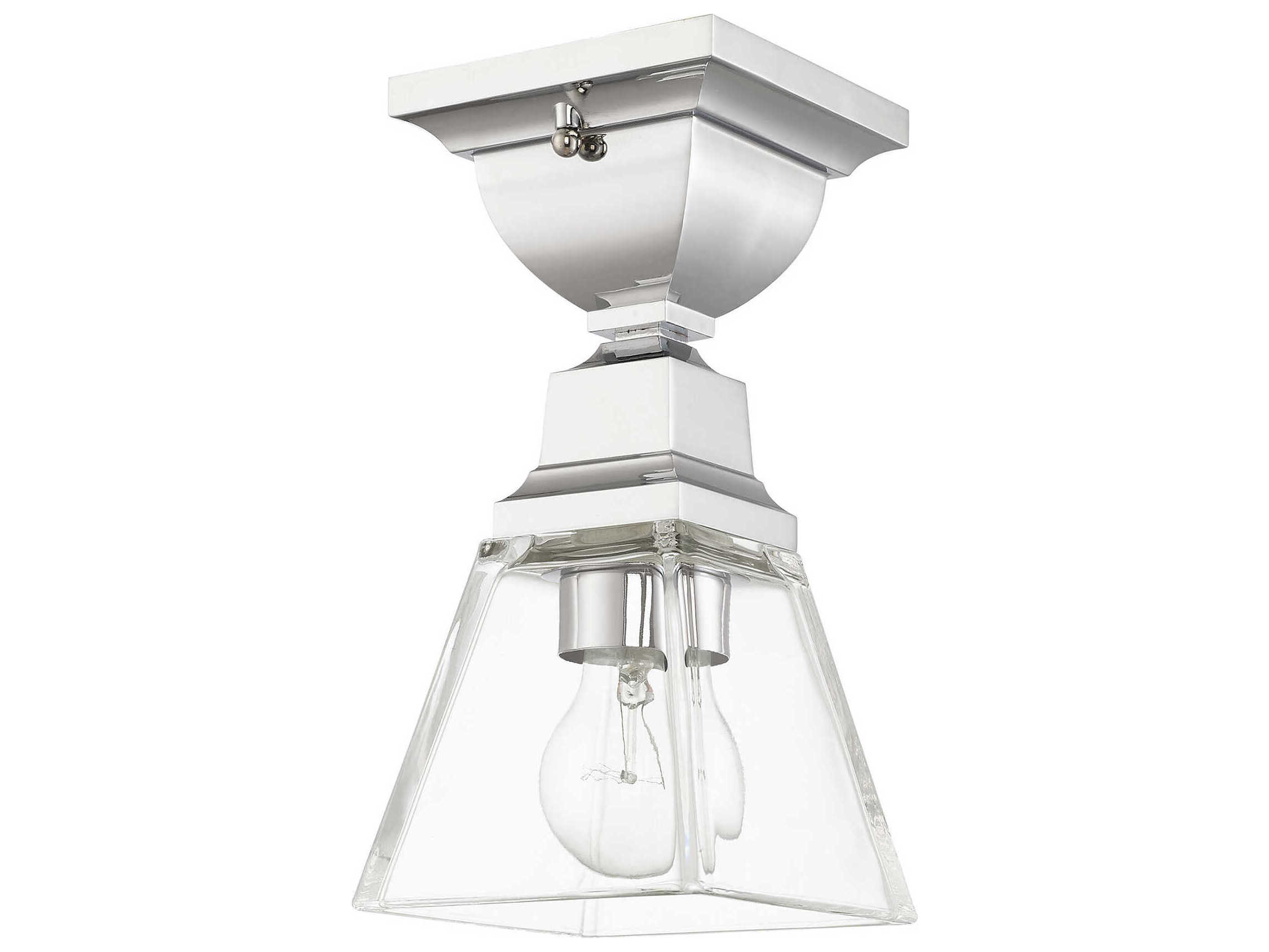Livex Lighting Mission 1-Light Polished Chrome Glass Semi Flush Mount