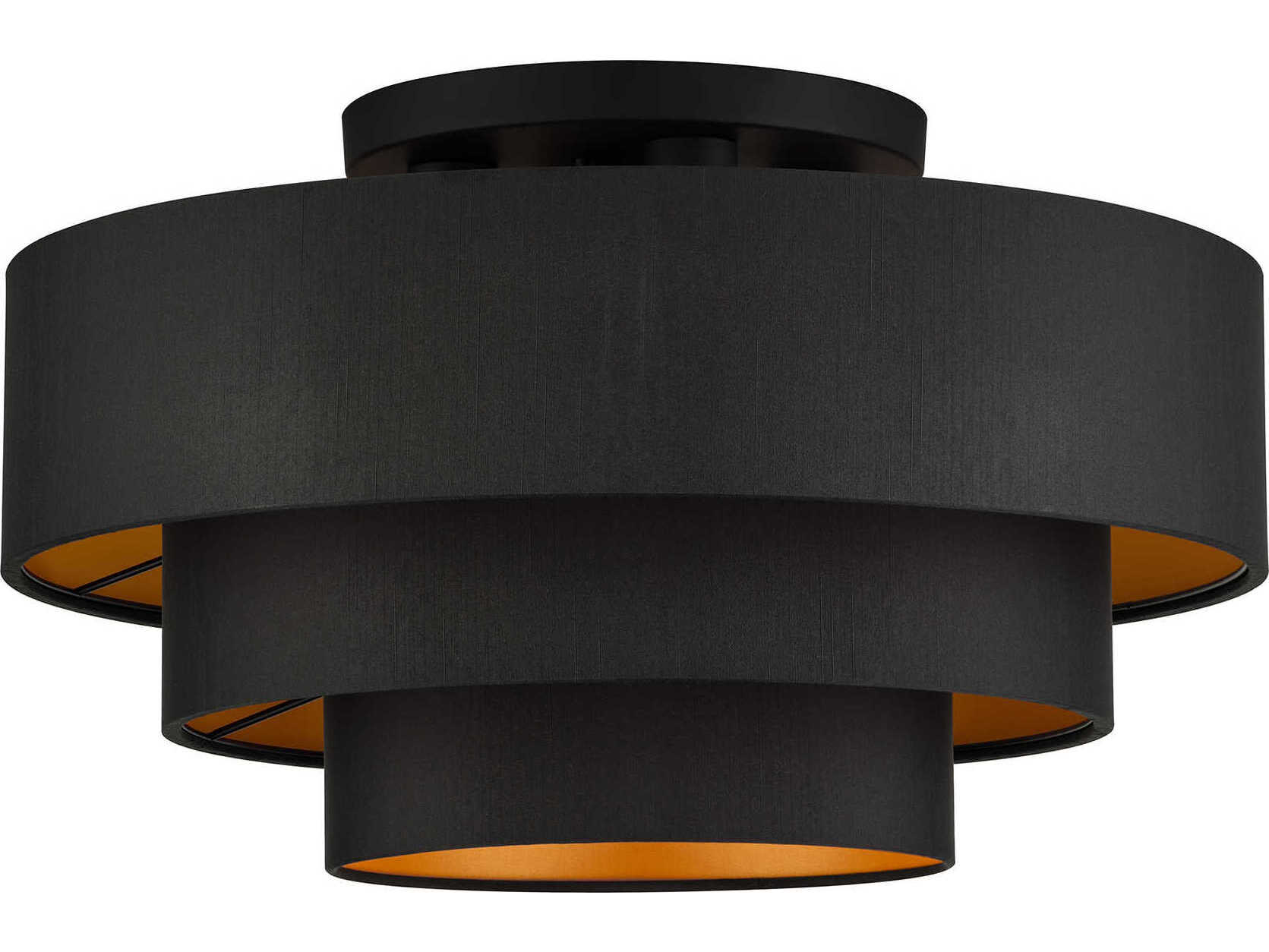 Livex Lighting Sentosa 4-Light Black Drum Semi Flush Mount