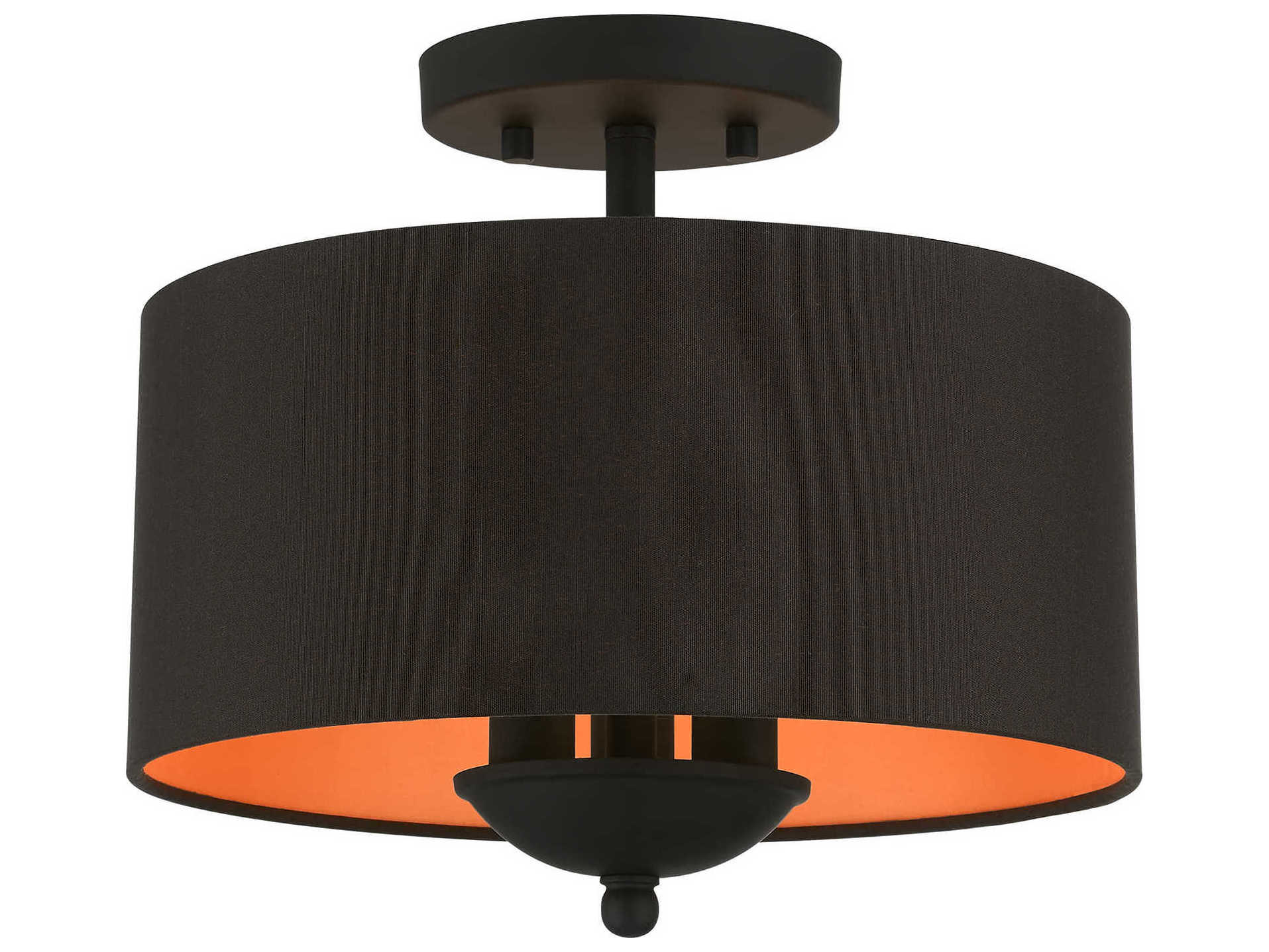 Livex Lighting Bradhurst 3-Light Black Drum Semi Flush Mount