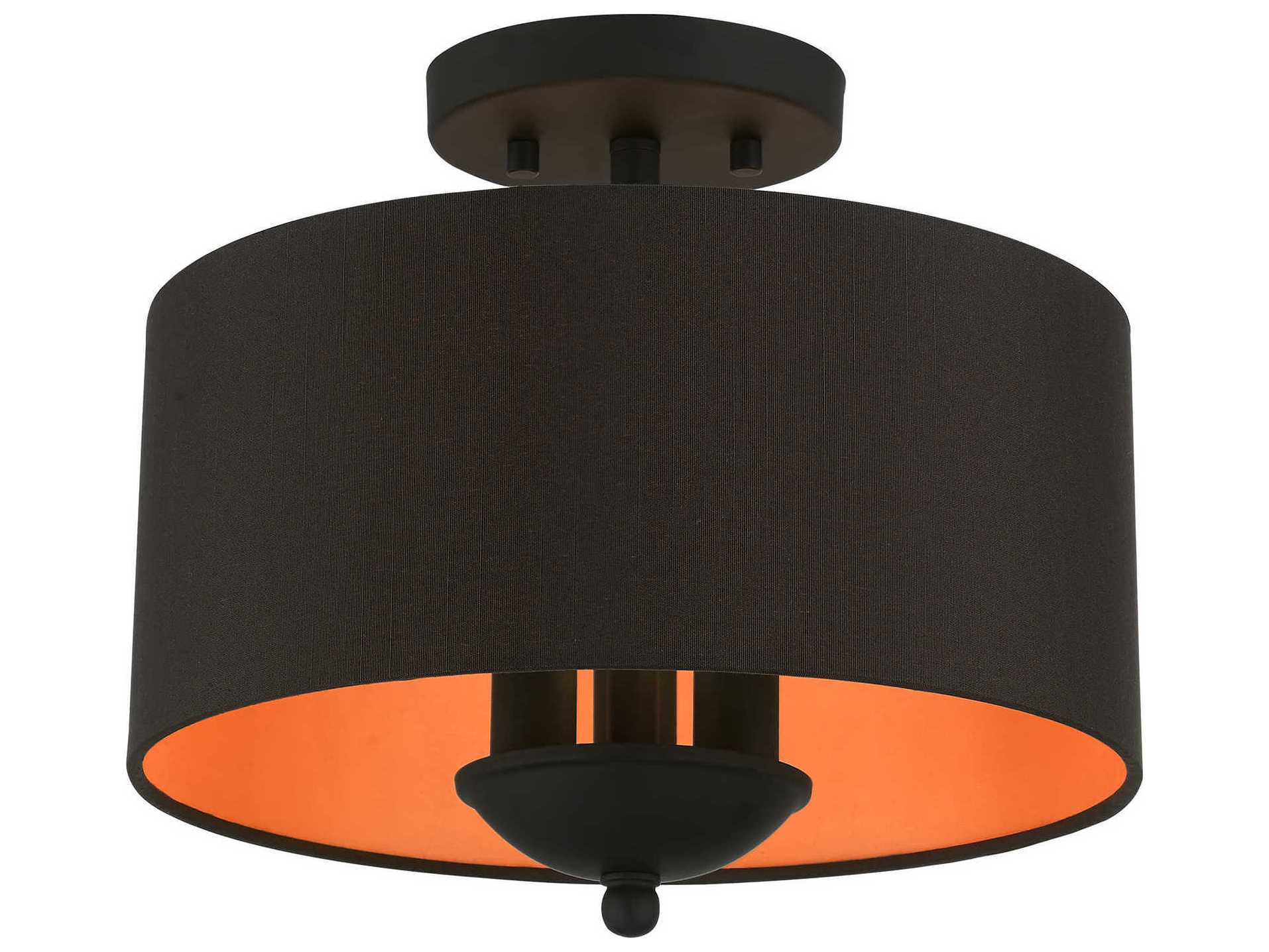 Livex Lighting Bradhurst 3-Light Black Drum Semi Flush Mount