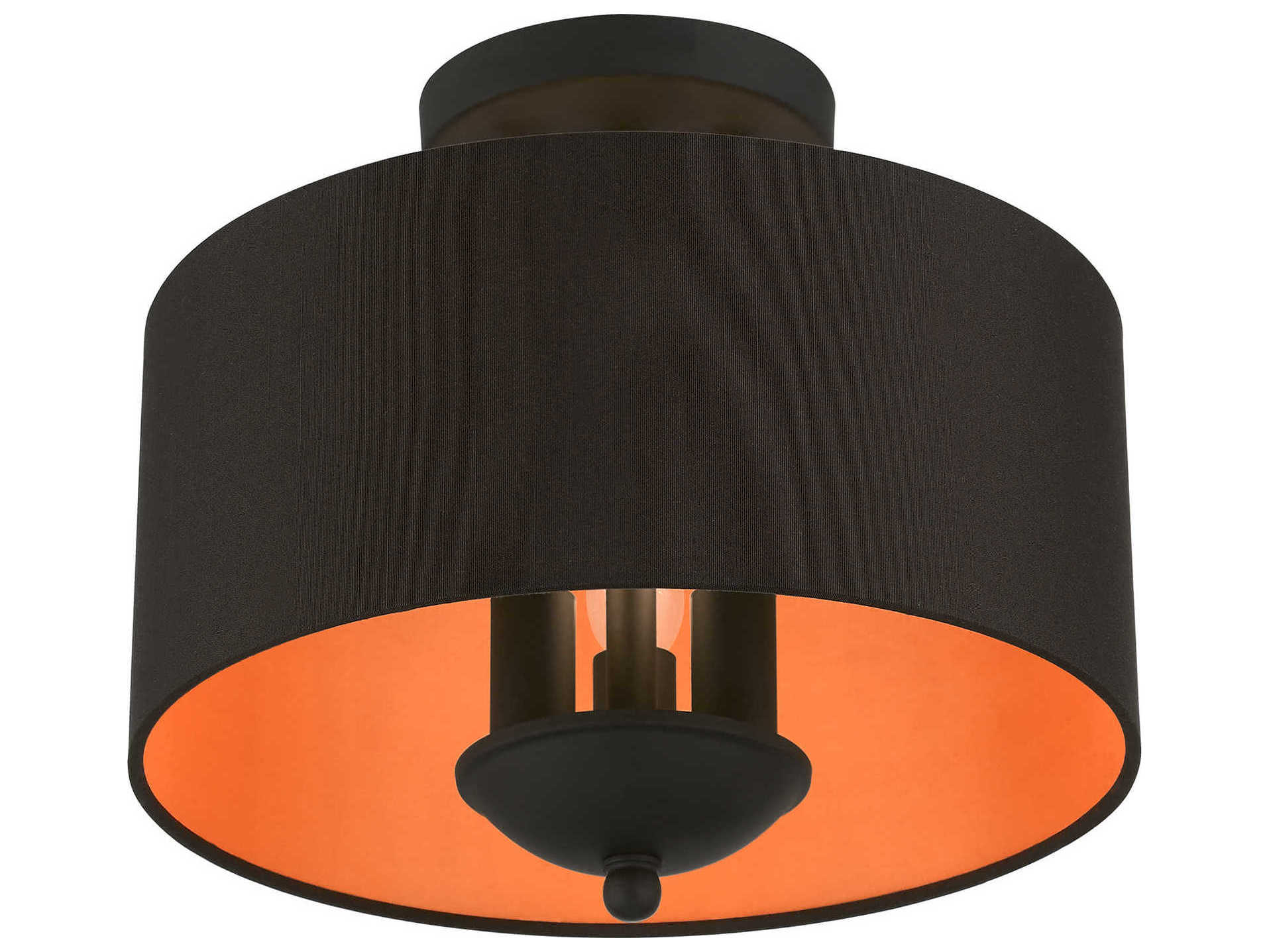 Livex Lighting Bradhurst 3-Light Black Drum Semi Flush Mount