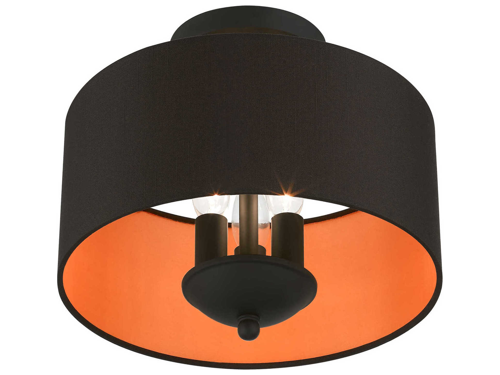 Livex Lighting Bradhurst 3-Light Black Drum Semi Flush Mount
