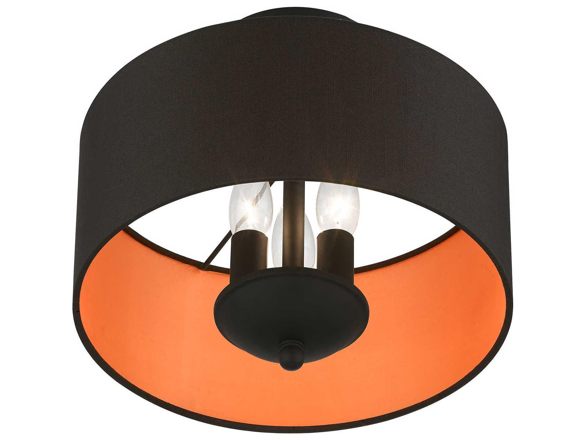 Livex Lighting Bradhurst 3-Light Black Drum Semi Flush Mount