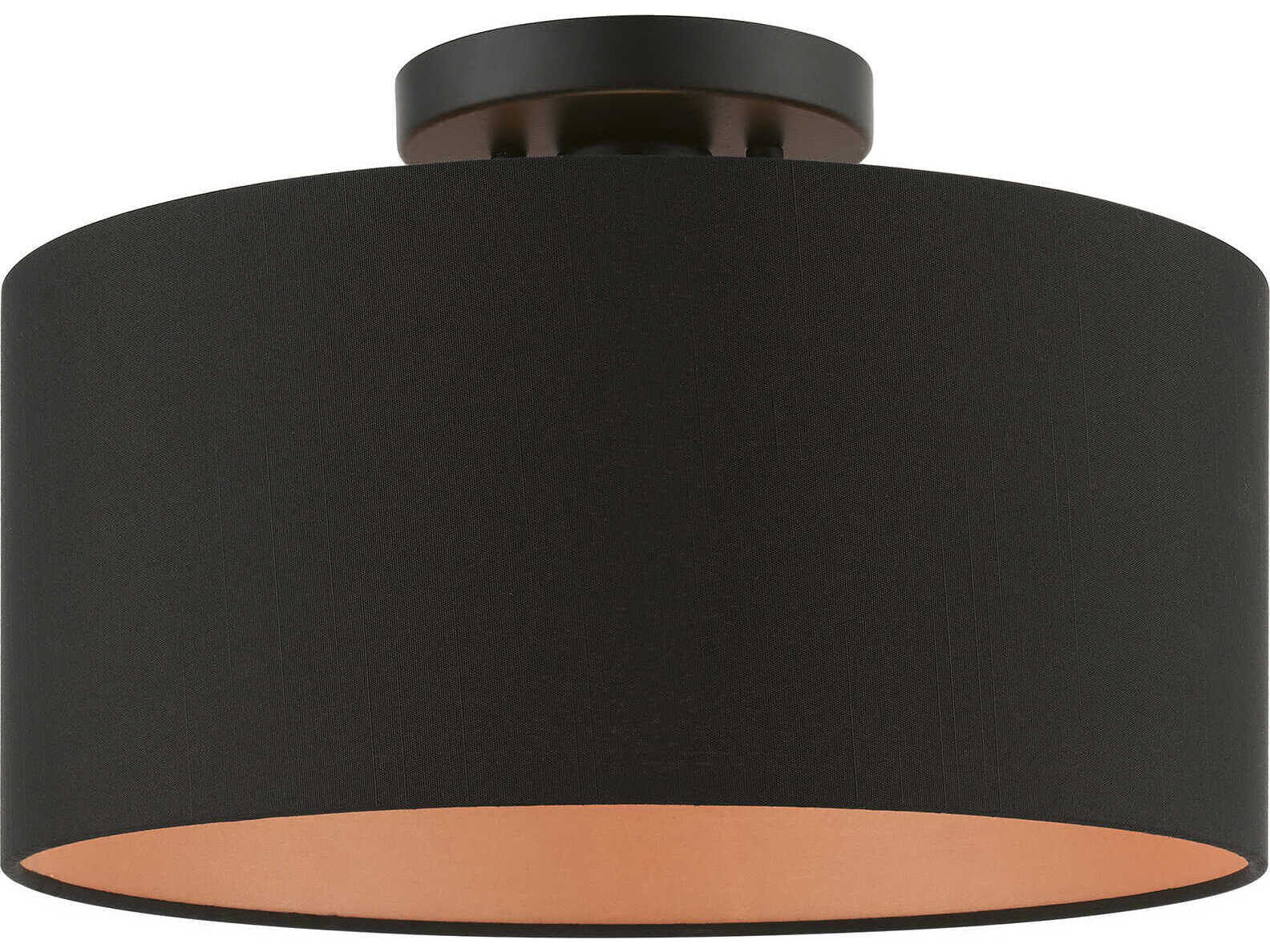 Livex Lighting Sentosa 1-Light Black Drum Semi Flush Mount