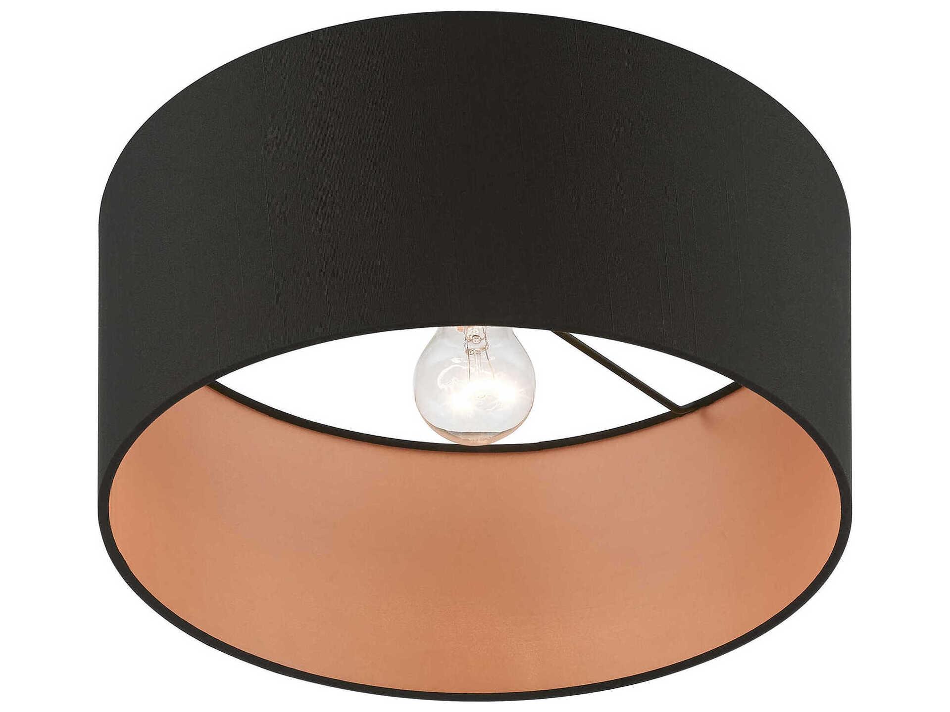 Livex Lighting Sentosa 1-Light Black Drum Semi Flush Mount