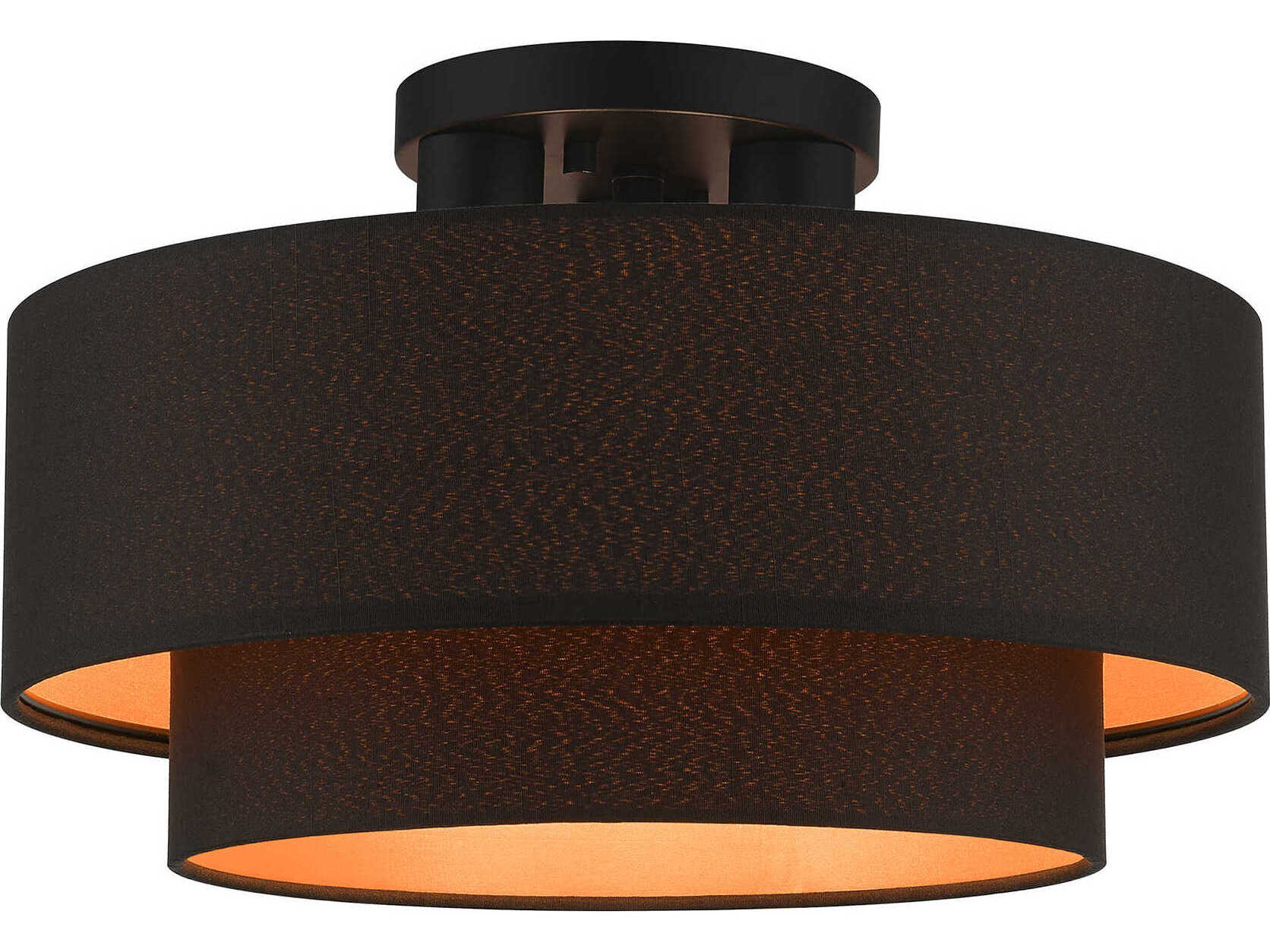 Livex Lighting Sentosa 3-Light Black Drum Semi Flush Mount