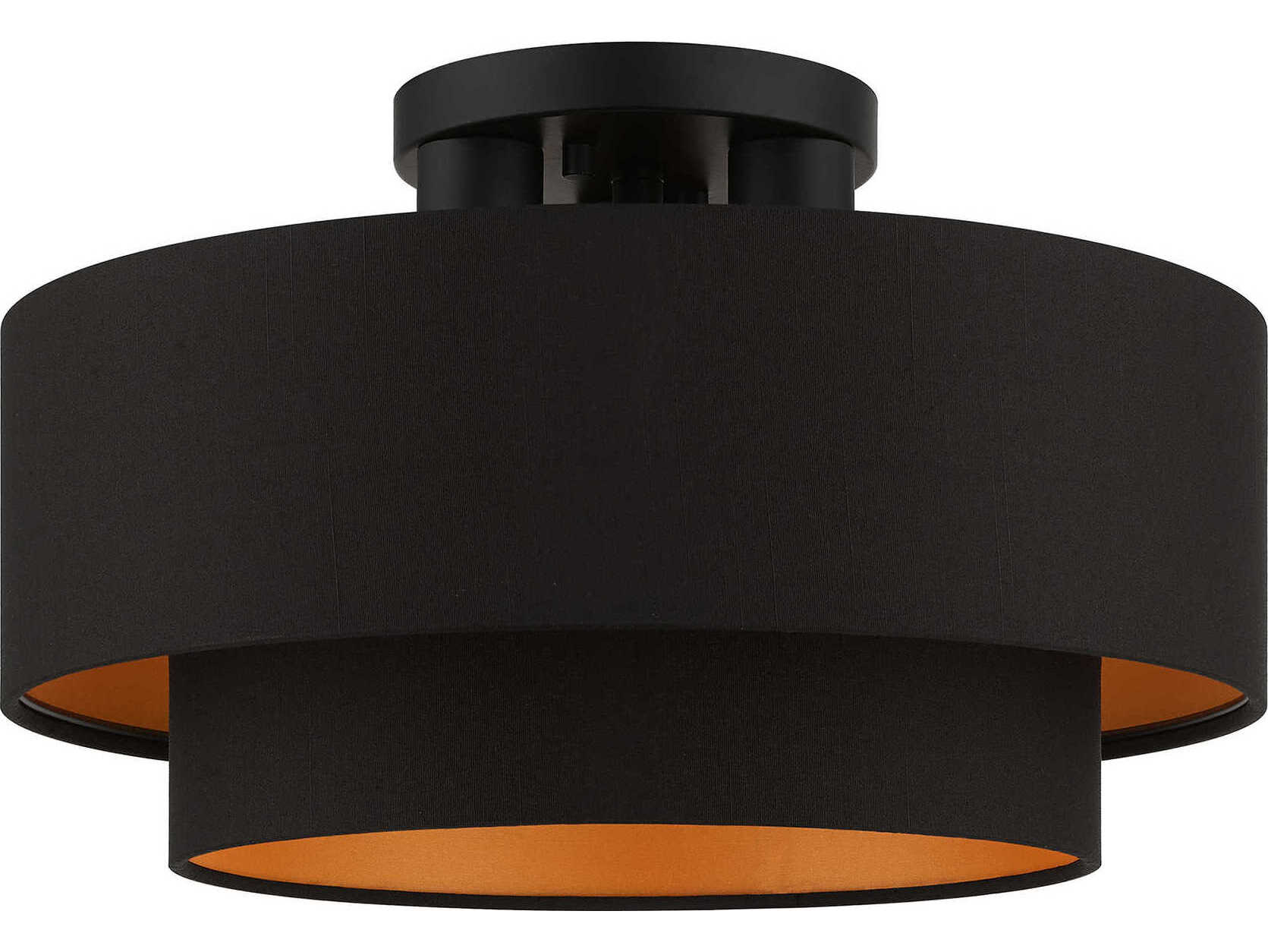 Livex Lighting Sentosa 3-Light Black Drum Semi Flush Mount