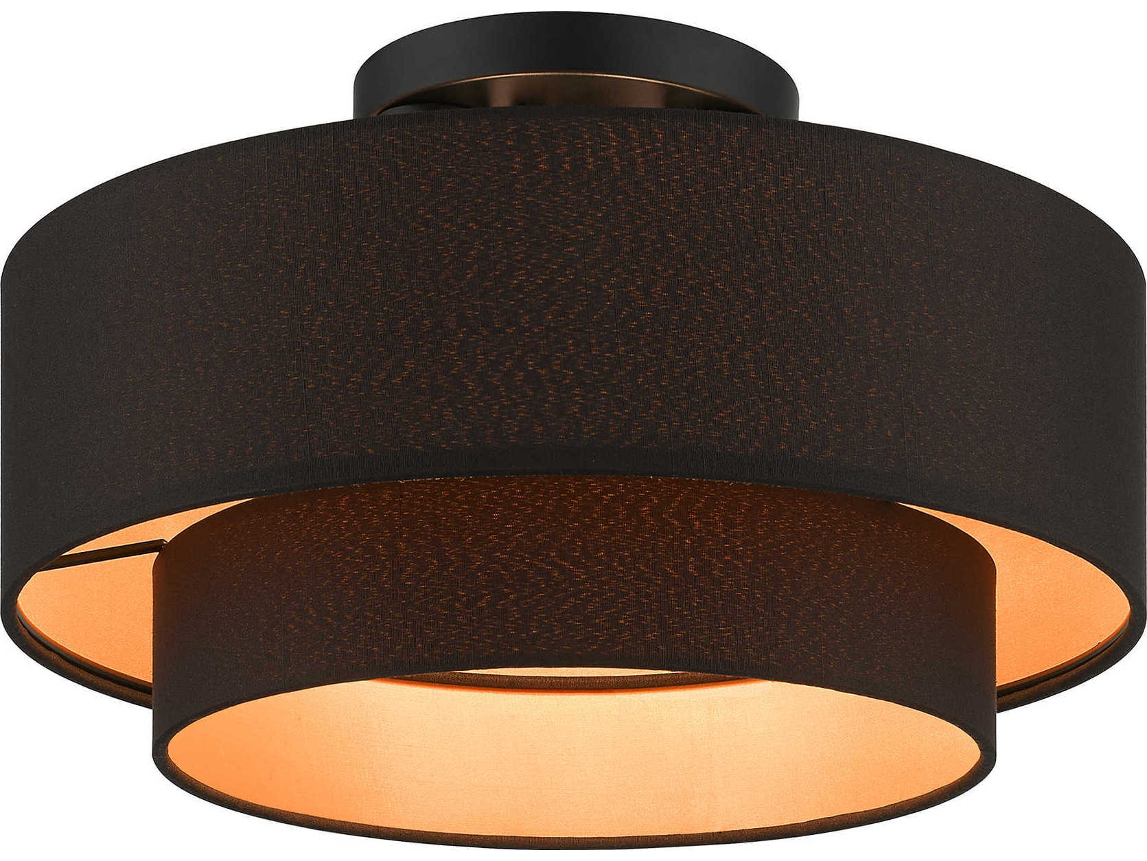 Livex Lighting Sentosa 3-Light Black Drum Semi Flush Mount