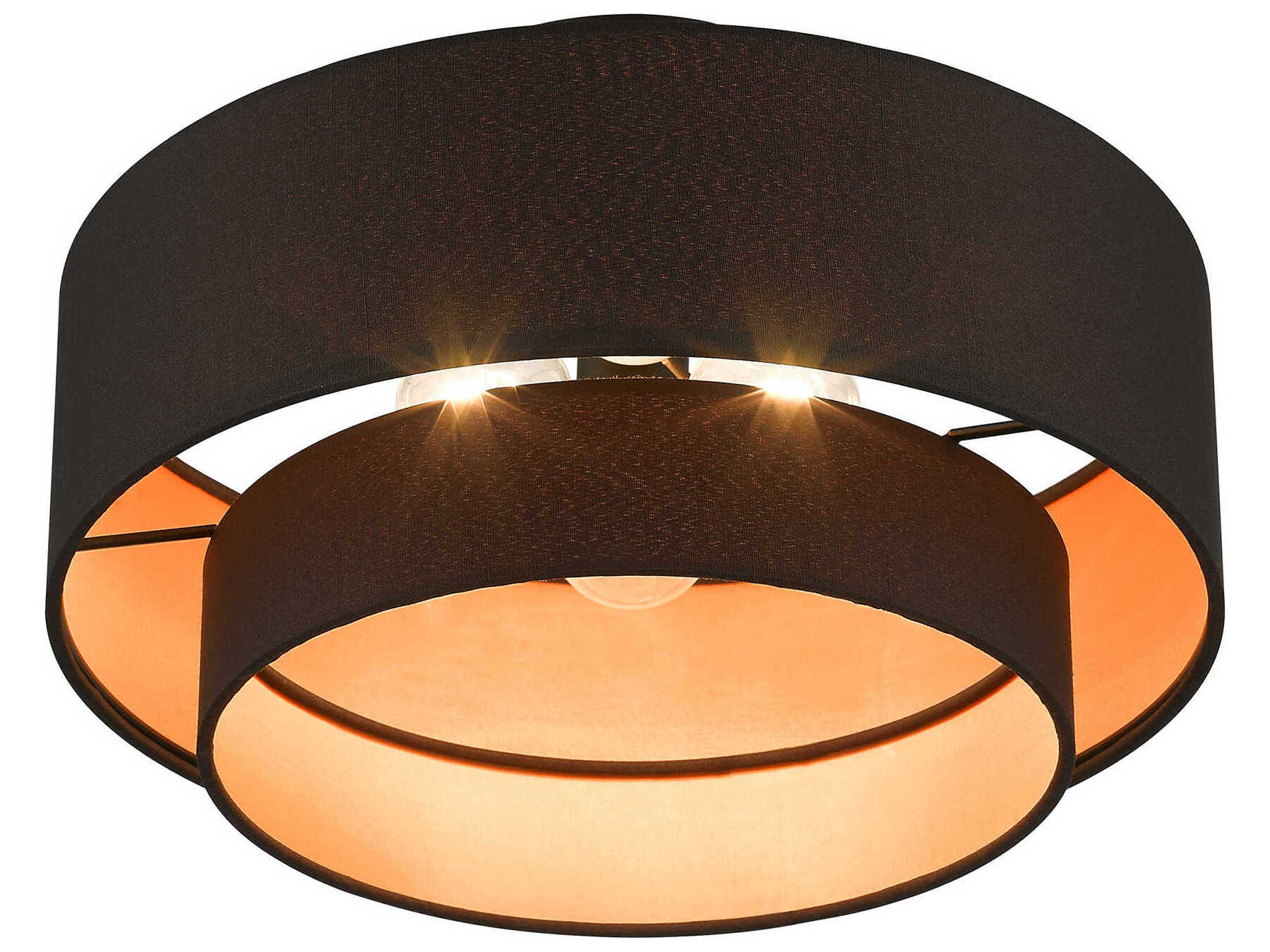 Livex Lighting Sentosa 3-Light Black Drum Semi Flush Mount