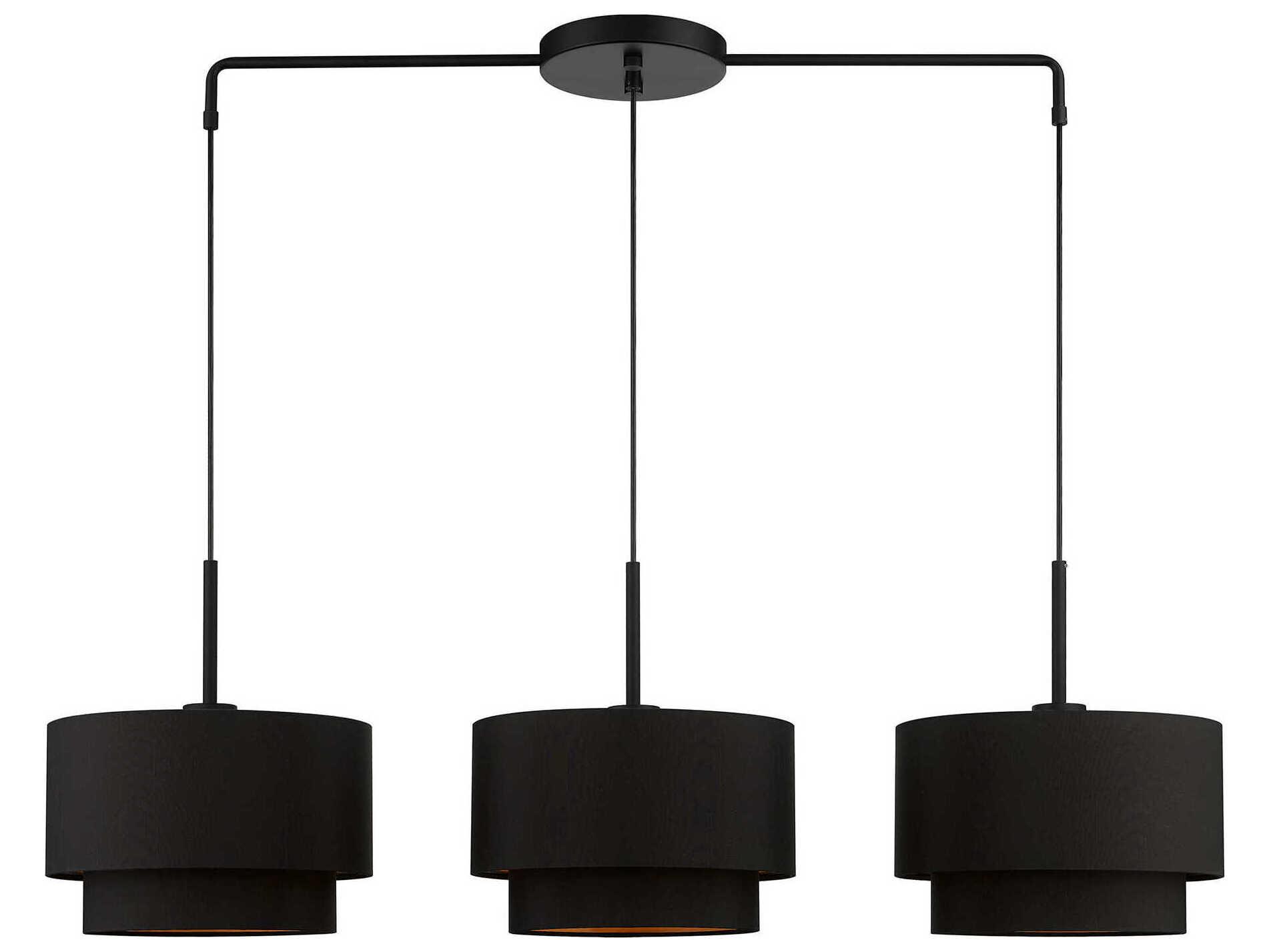 Livex Lighting Sentosa 3-Light Black Linear Island Pendant