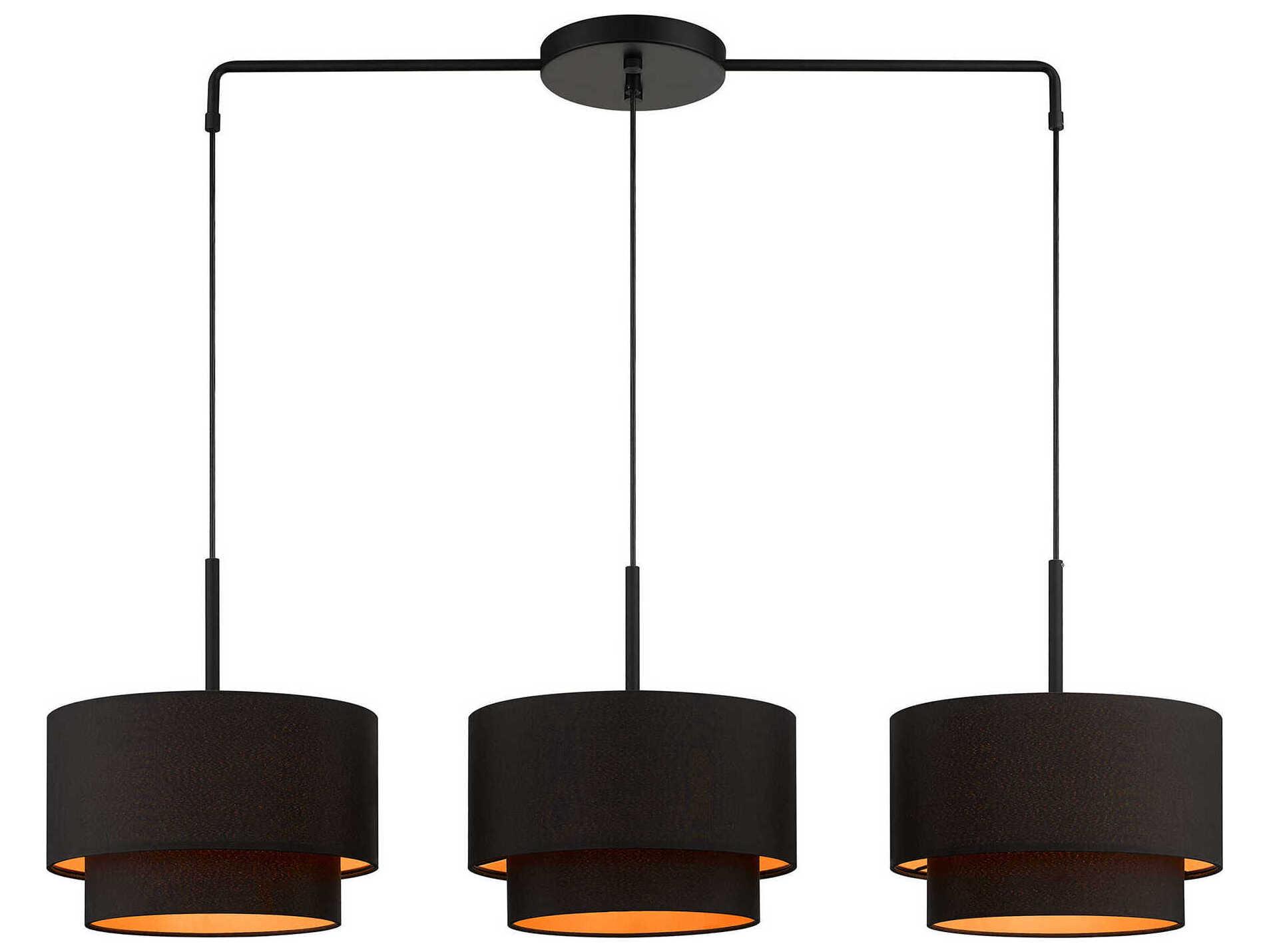 Livex Lighting Sentosa 3-Light Black Linear Island Pendant