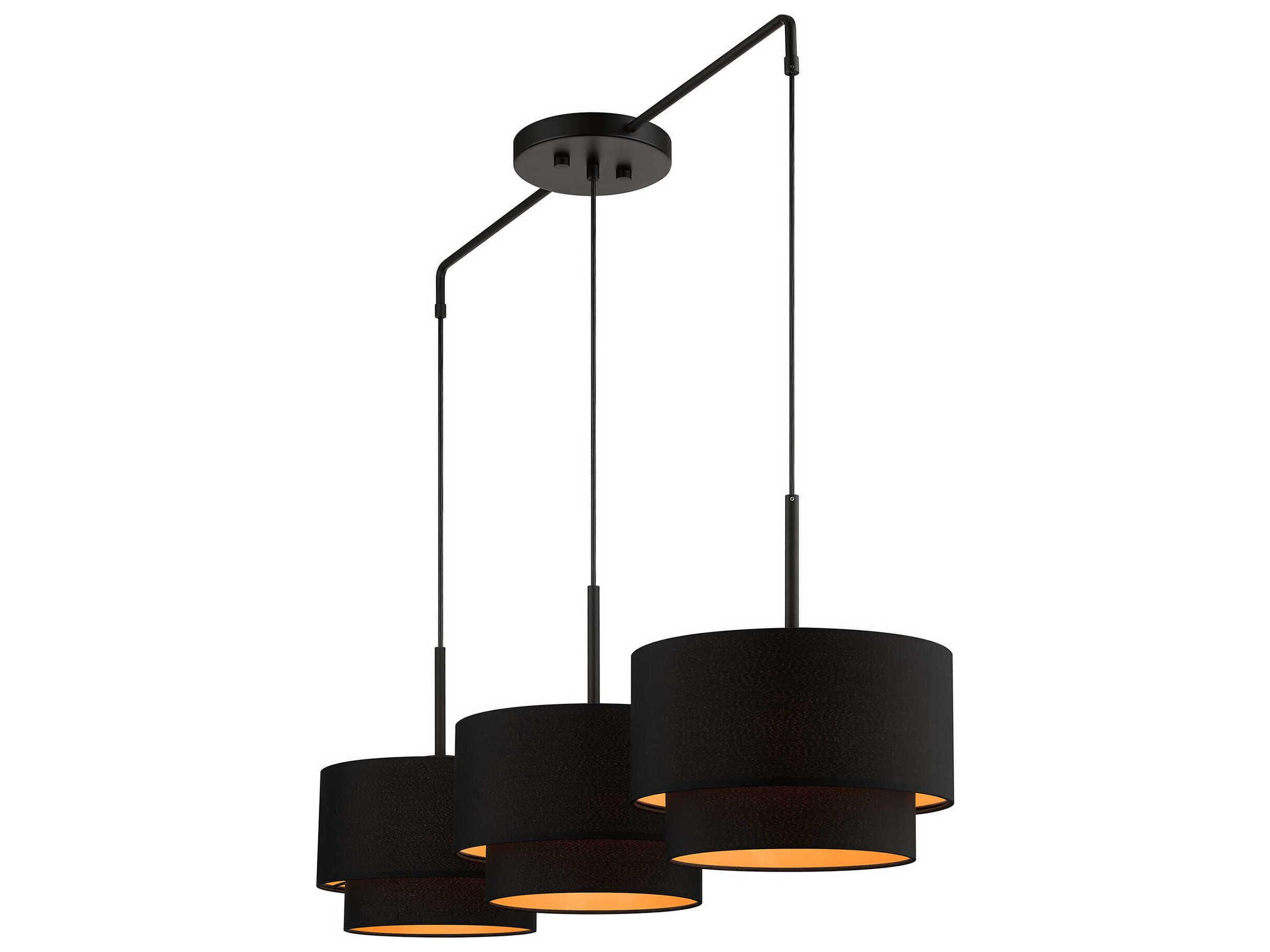 Livex Lighting Sentosa 3-Light Black Linear Island Pendant