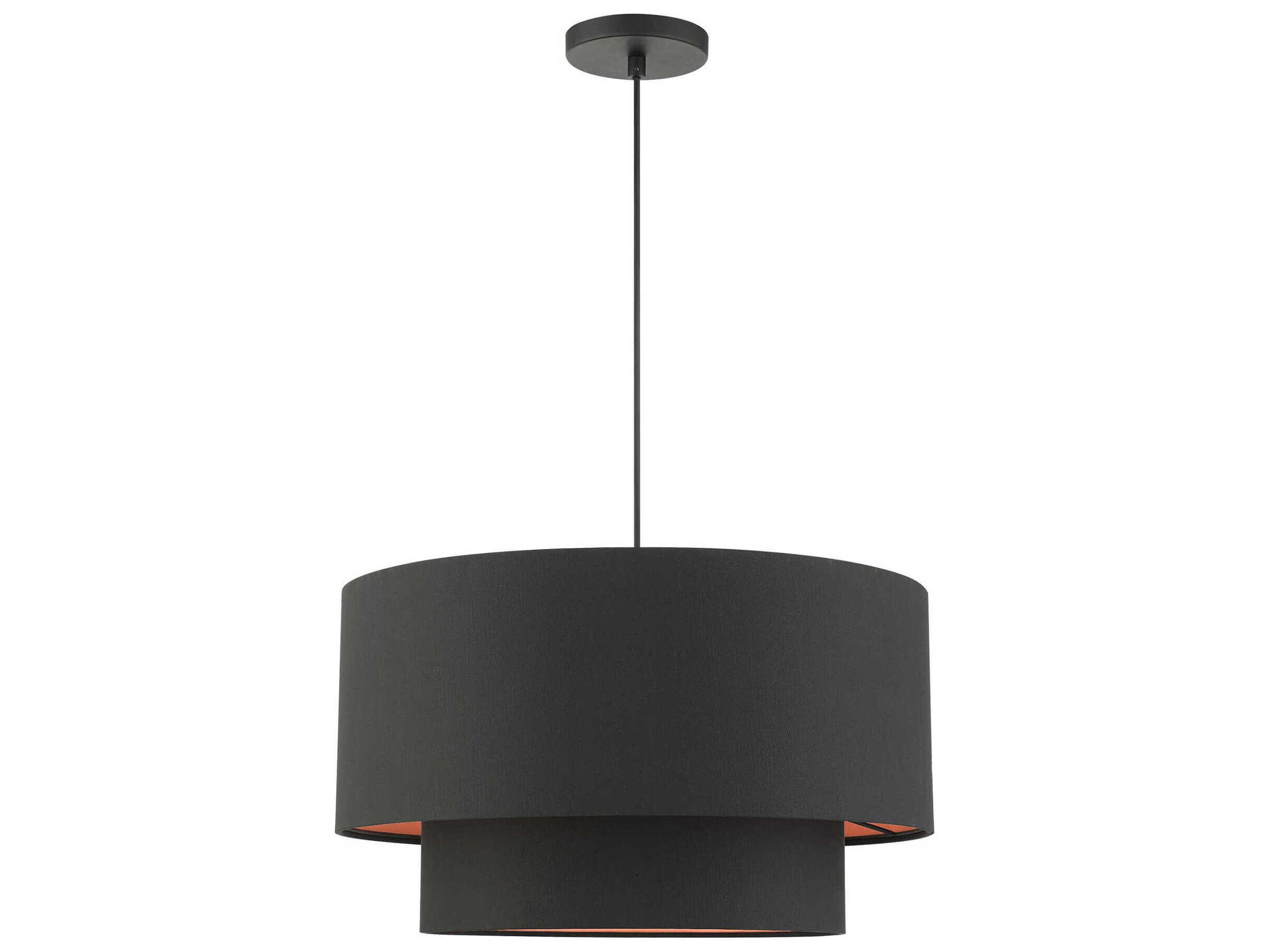 Livex Lighting Sentosa 3-Light Black Drum Pendant