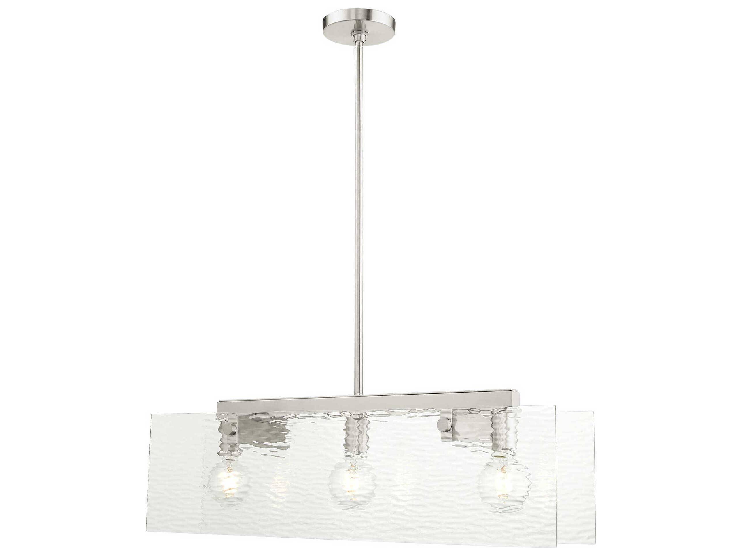 Livex Lighting Ashcroft 3-Light Brushed Nickel Glass Island Pendant