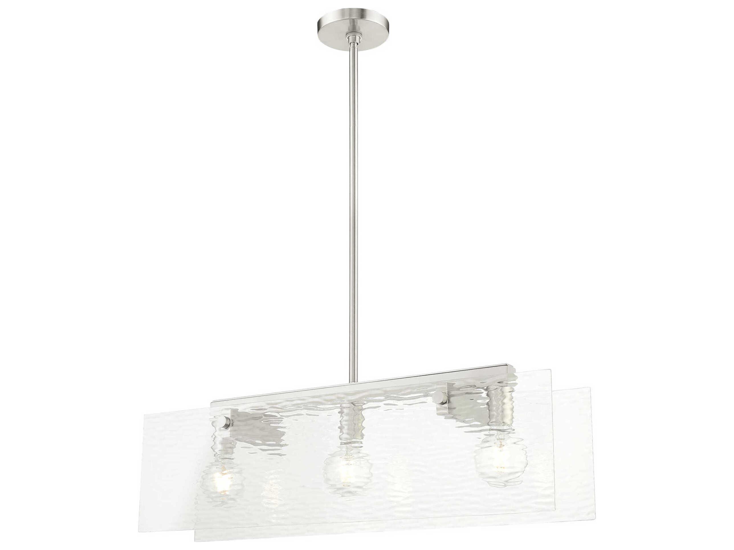 Livex Lighting Ashcroft 3-Light Brushed Nickel Glass Island Pendant