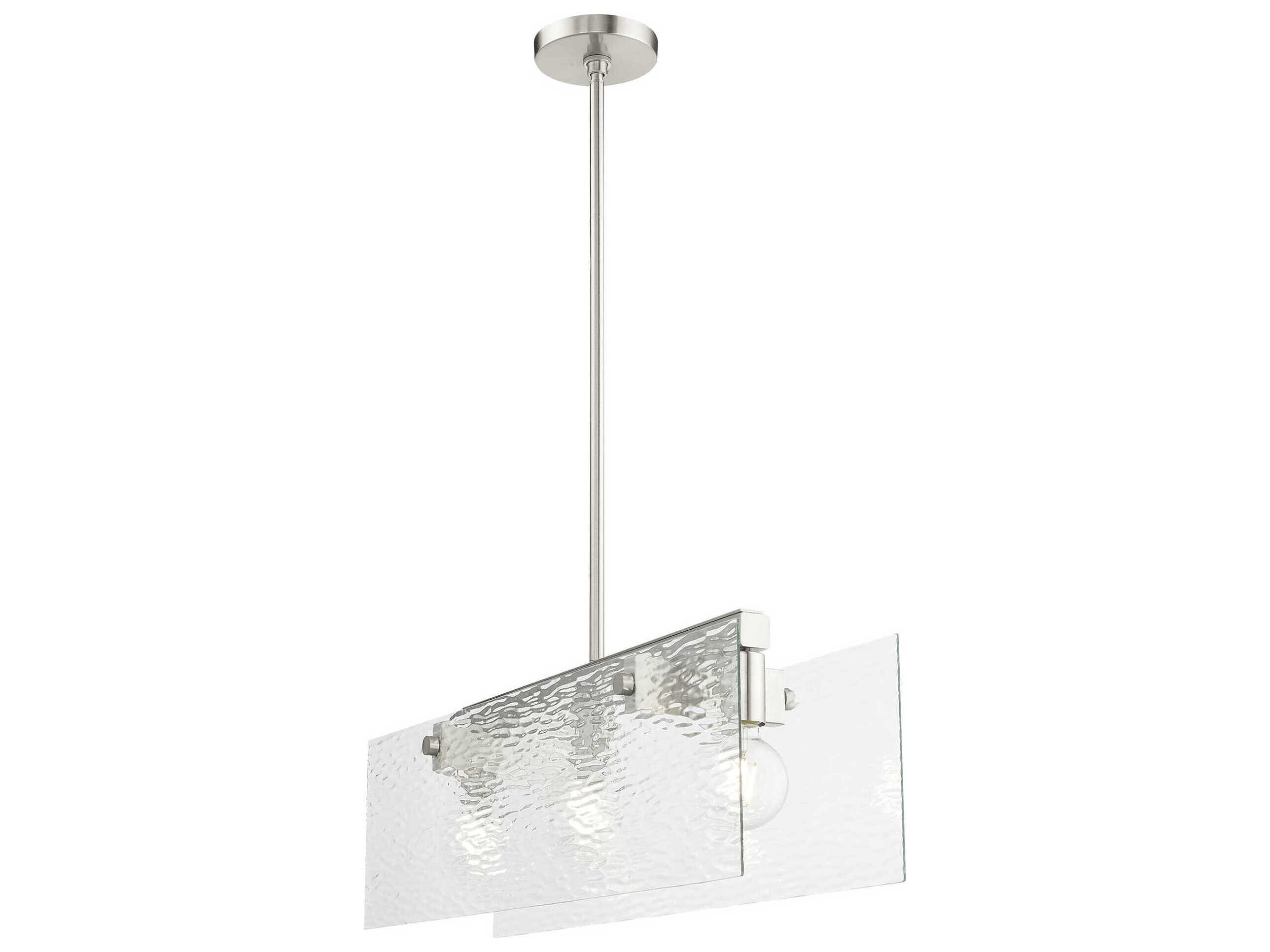 Livex Lighting Ashcroft 3-Light Brushed Nickel Glass Island Pendant