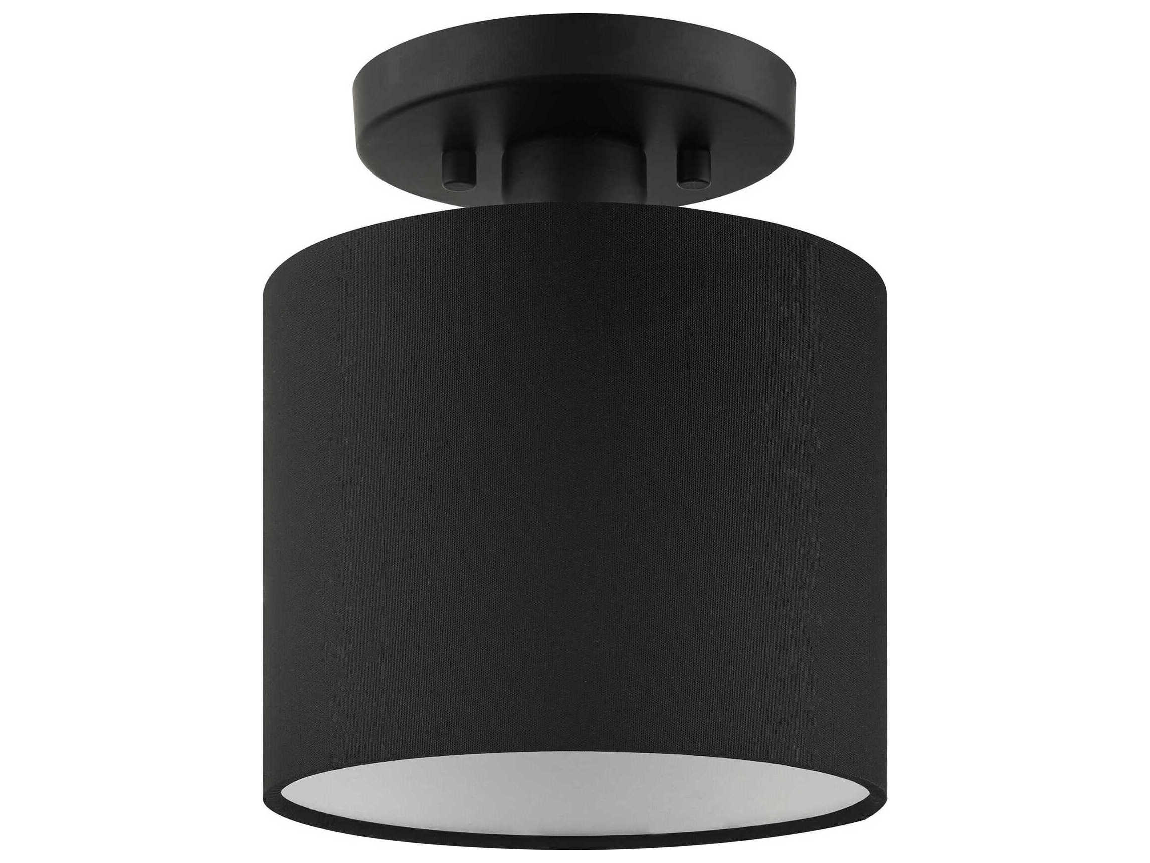 Livex Lighting Bainbridge 1-Light Black Drum Semi Flush Mount