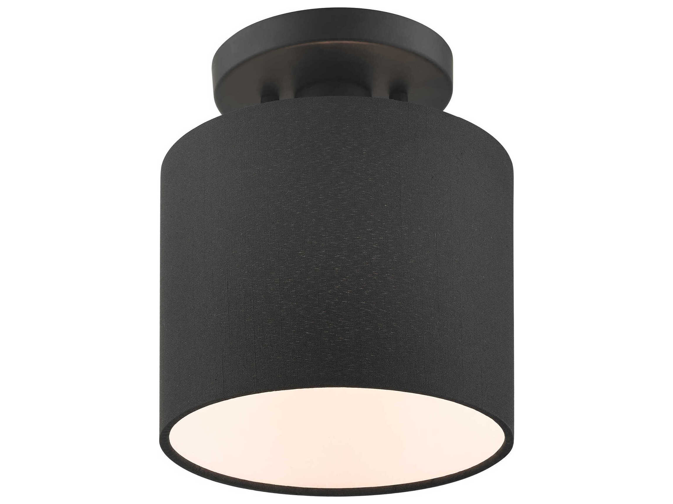 Livex Lighting Bainbridge 1-Light Black Drum Semi Flush Mount