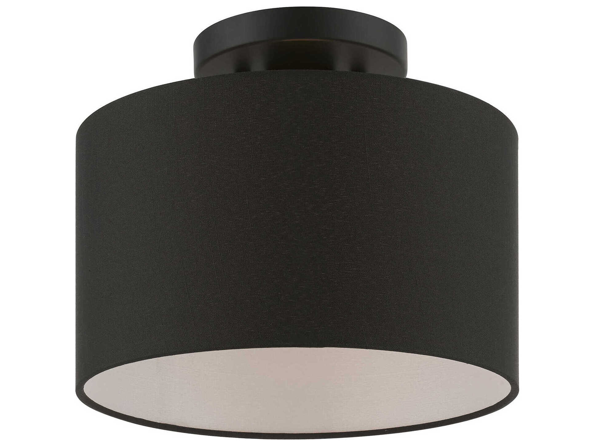 Livex Lighting Bainbridge 1-Light Black Drum Semi Flush Mount