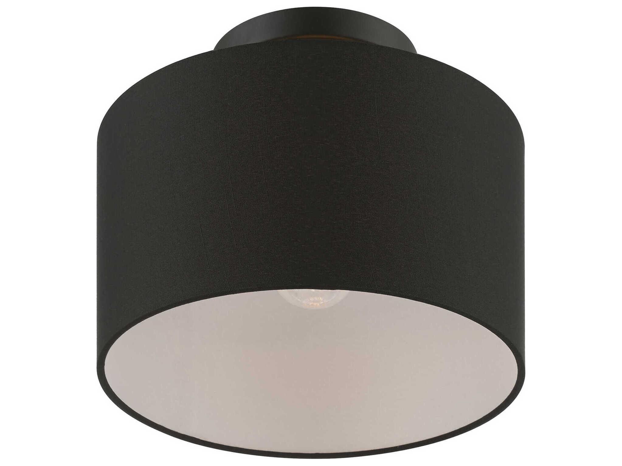 Livex Lighting Bainbridge 1-Light Black Drum Semi Flush Mount