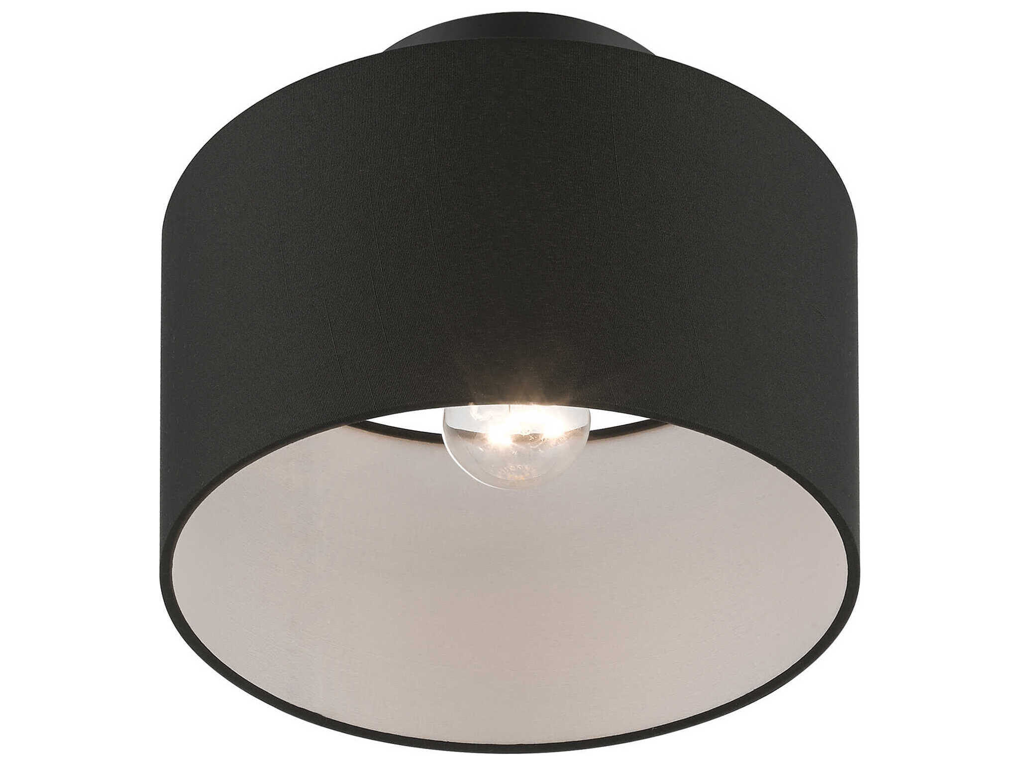 Livex Lighting Bainbridge 1-Light Black Drum Semi Flush Mount
