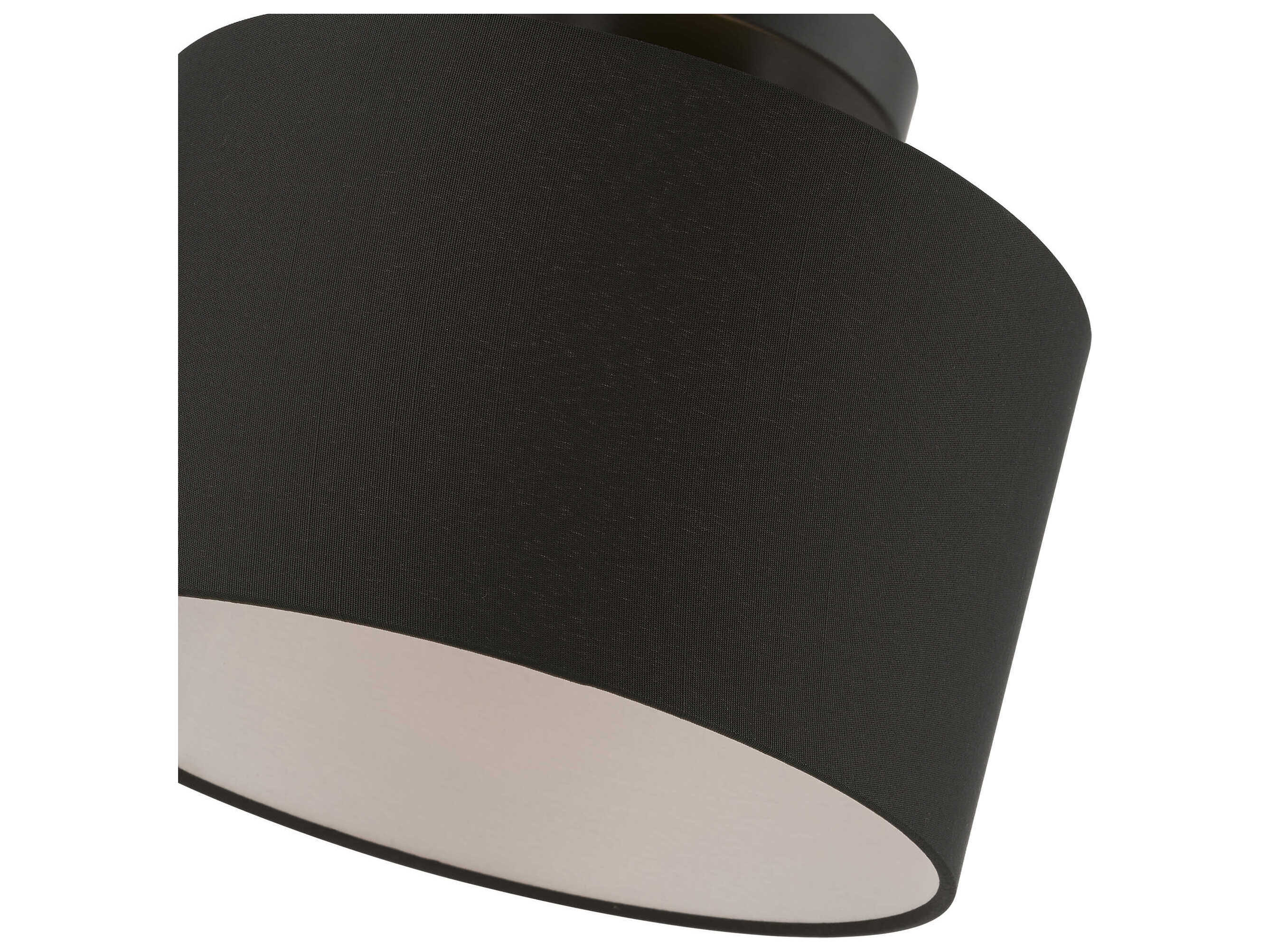 Livex Lighting Bainbridge 1-Light Black Drum Semi Flush Mount