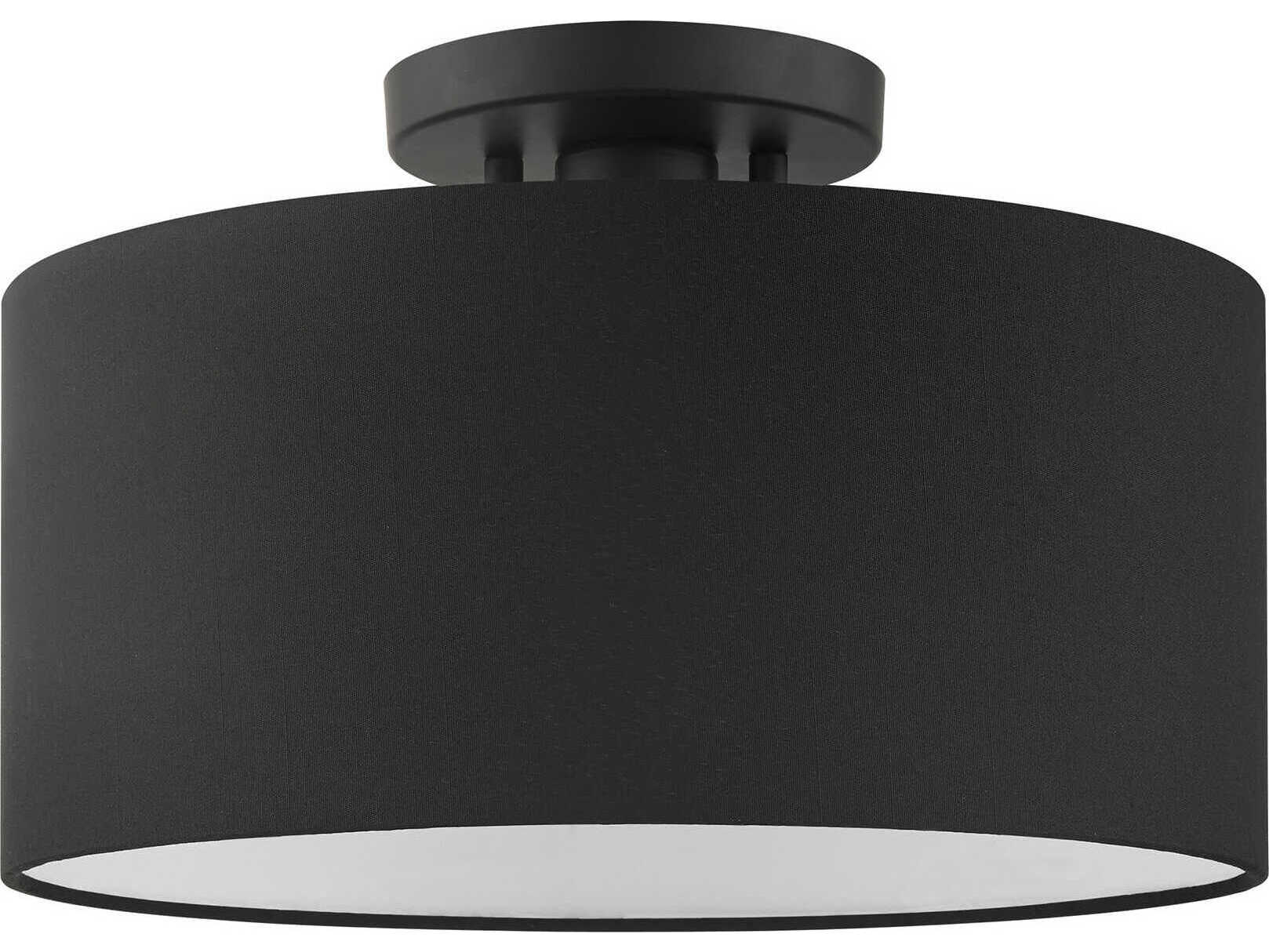 Livex Lighting Bainbridge 1-Light Black Drum Semi Flush Mount