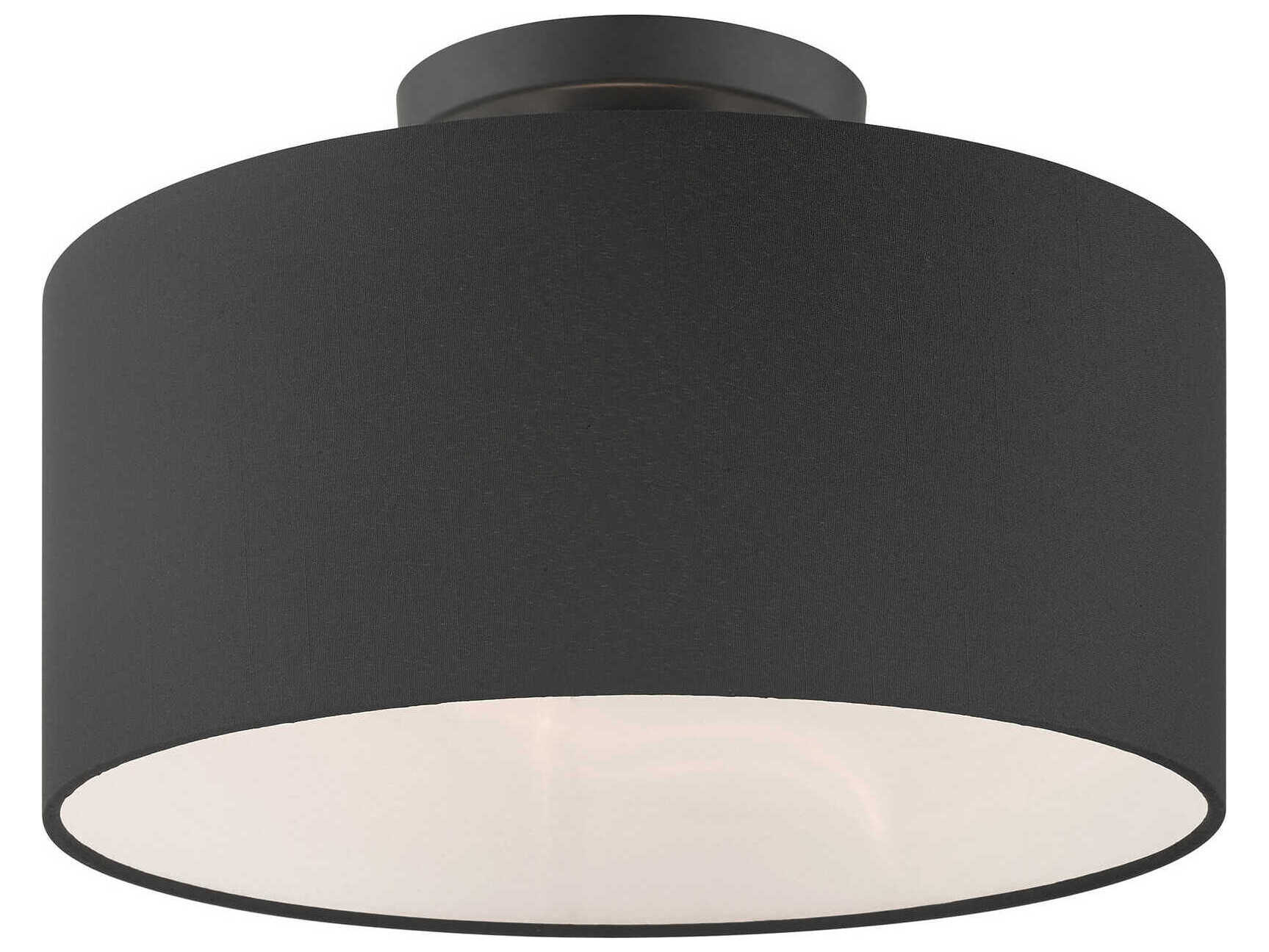 Livex Lighting Bainbridge 1-Light Black Drum Semi Flush Mount
