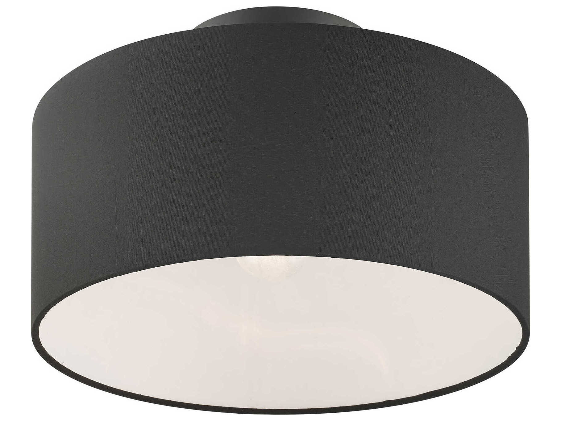 Livex Lighting Bainbridge 1-Light Black Drum Semi Flush Mount