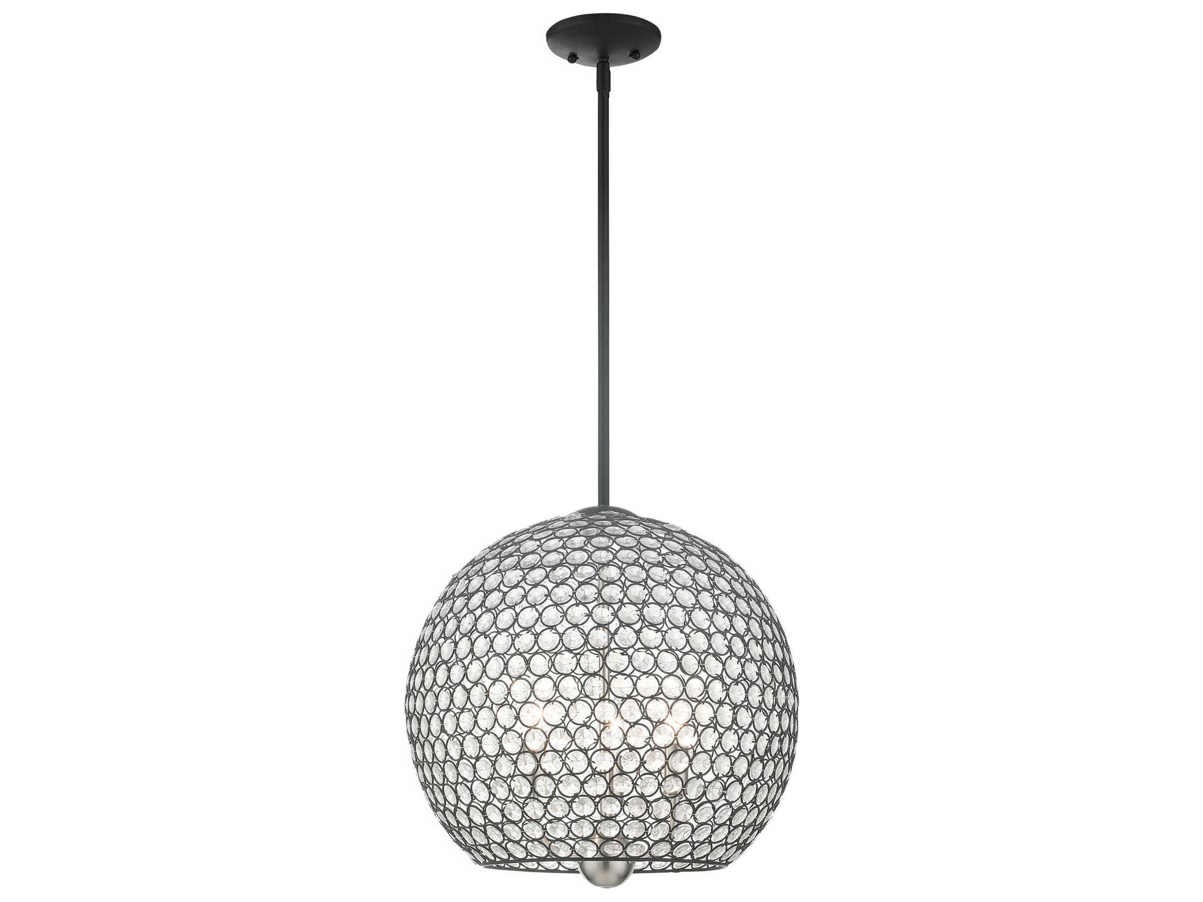 Livex Lighting Cassandra 3-Light Black Crystal Dome Pendant