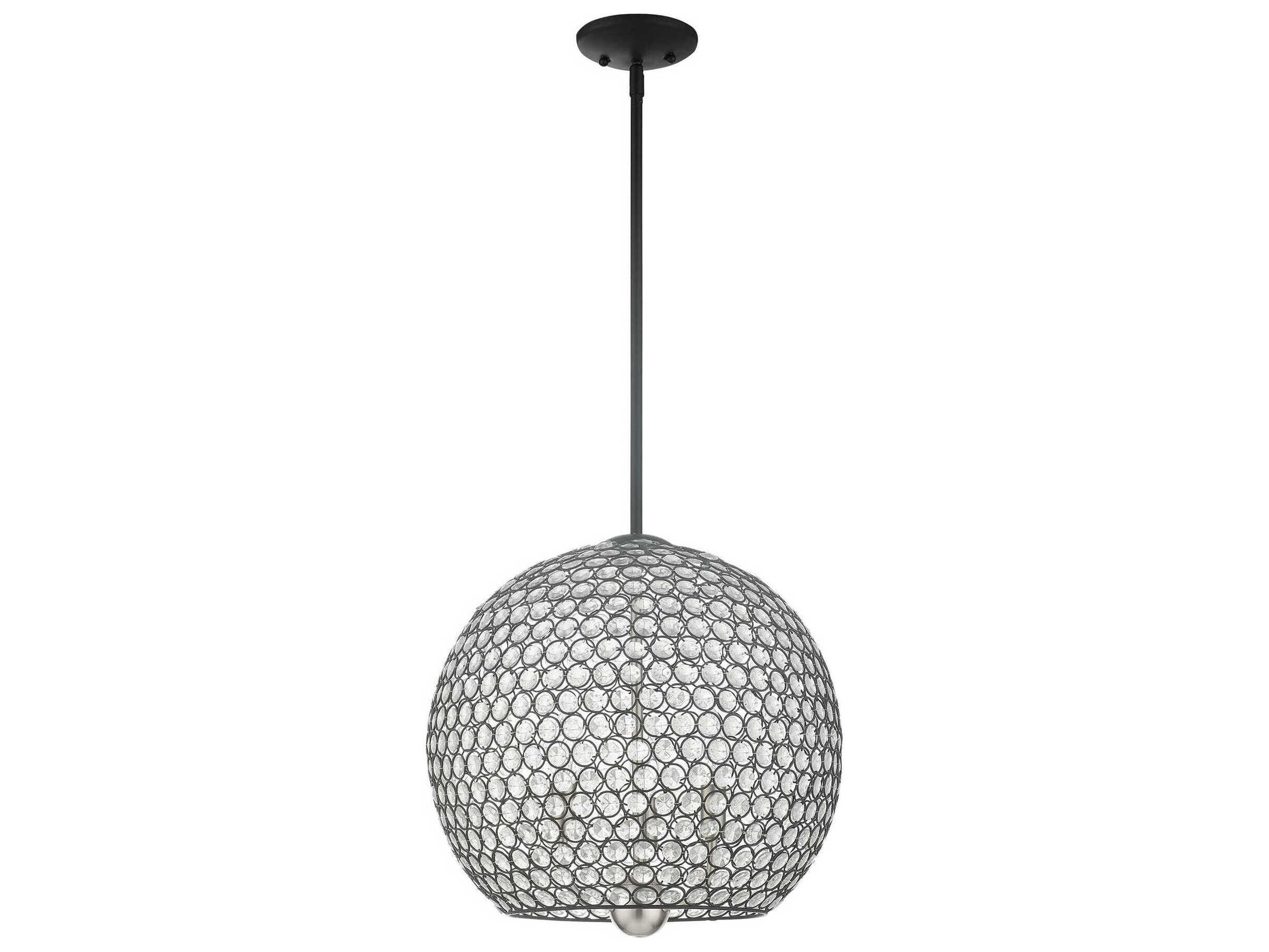 Livex Lighting Cassandra 3-Light Black Crystal Dome Pendant
