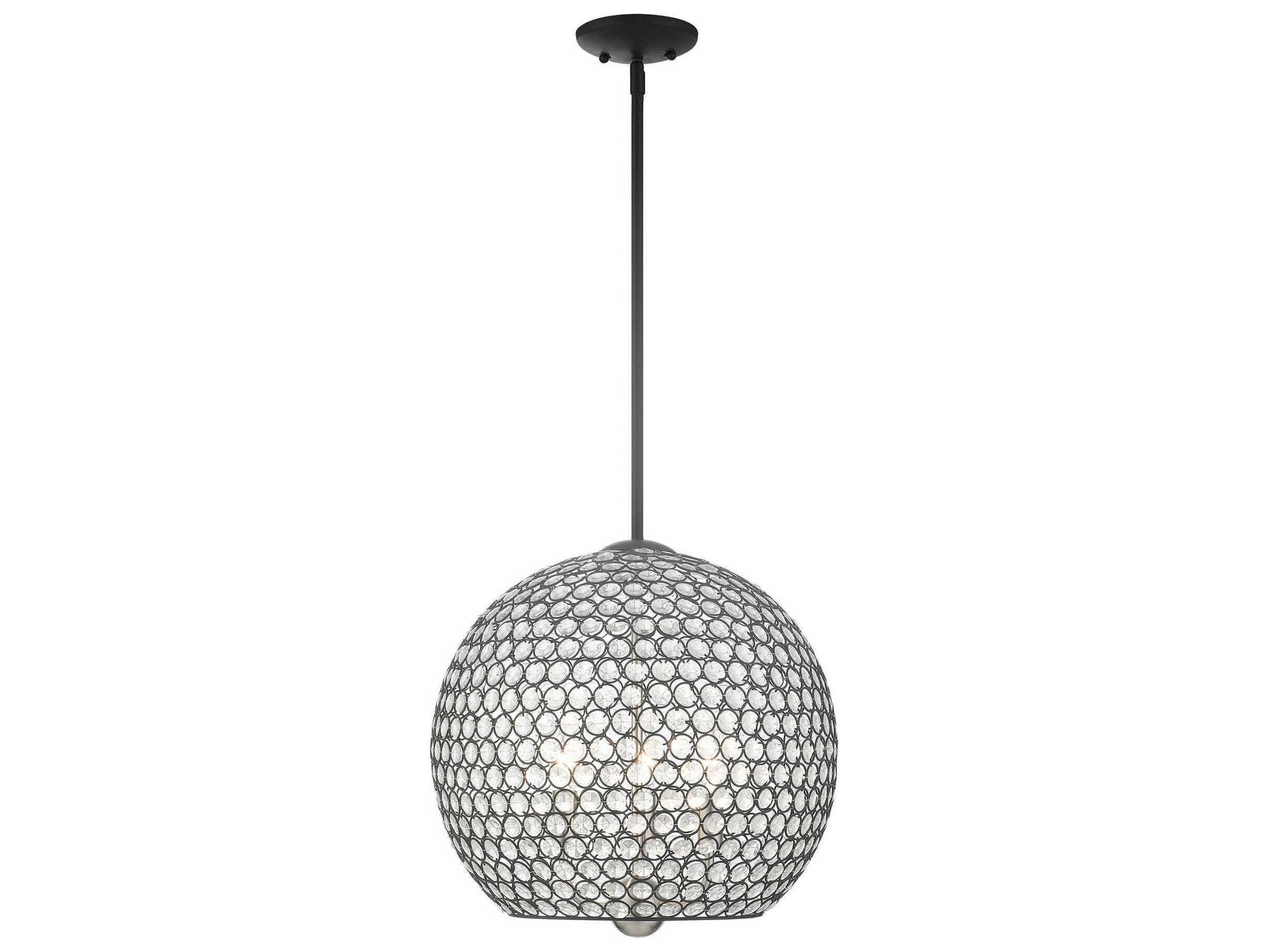 Livex Lighting Cassandra 3-Light Black Crystal Dome Pendant