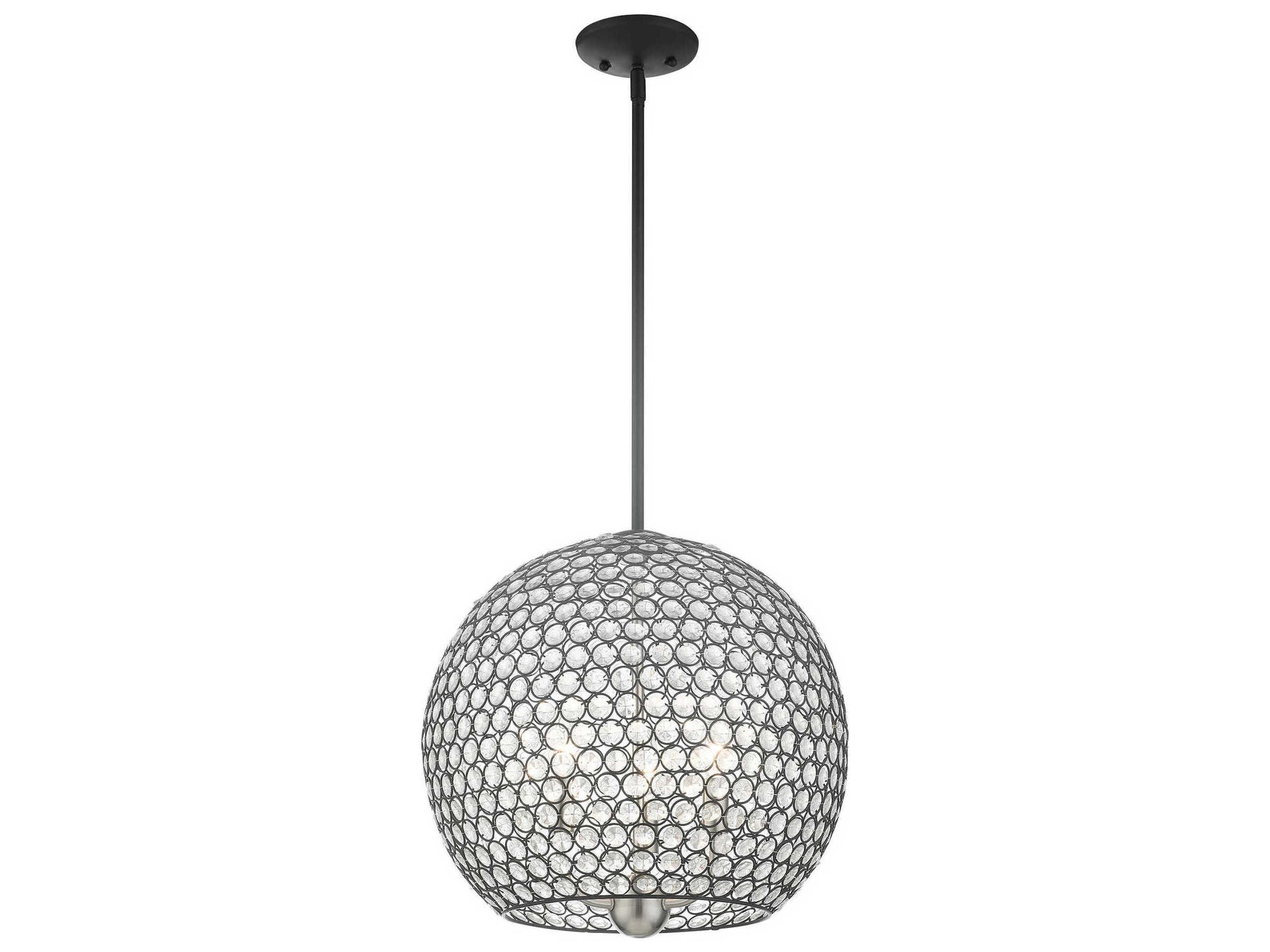 Livex Lighting Cassandra 3-Light Black Crystal Dome Pendant