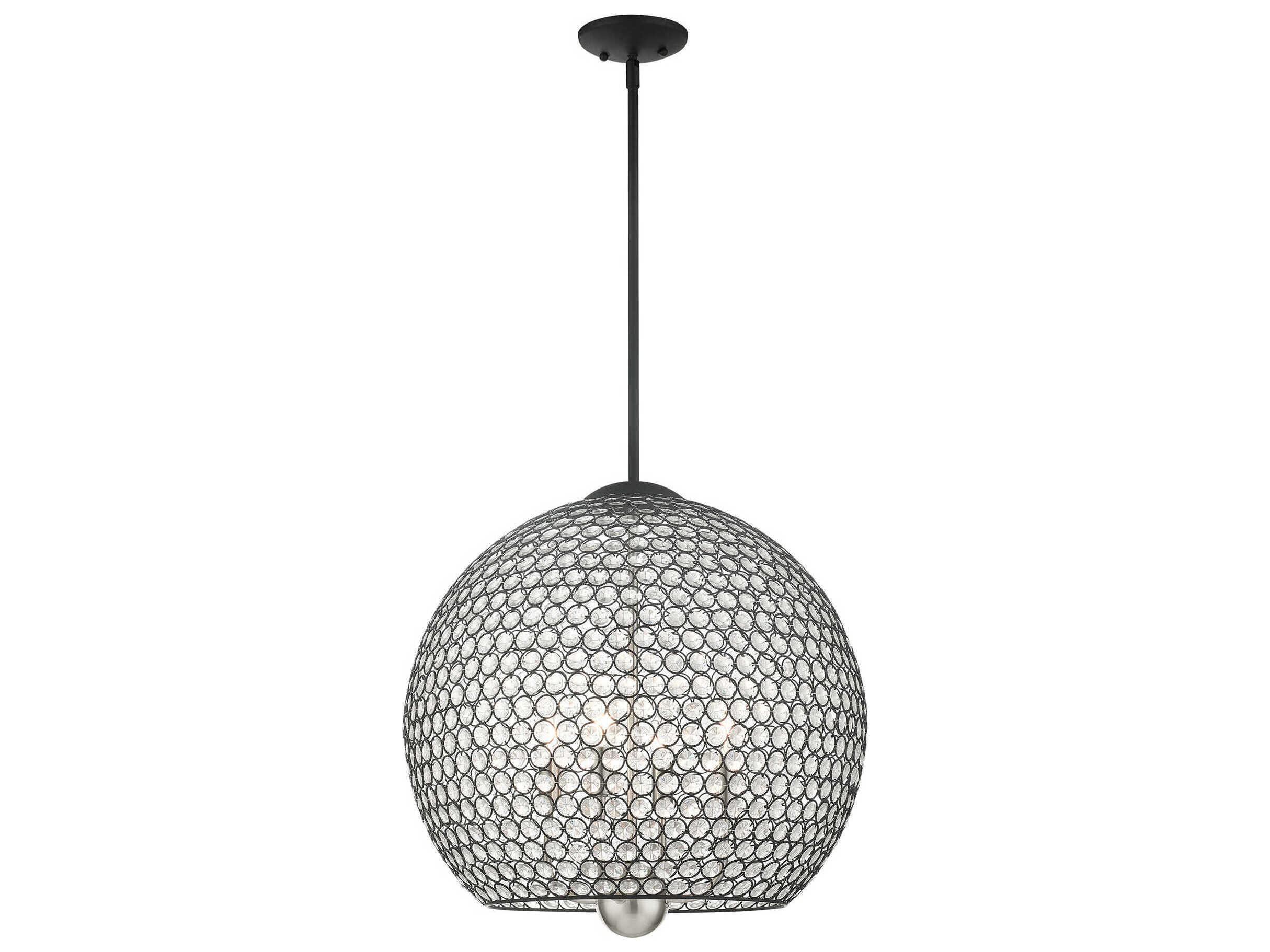 Livex Lighting Cassandra 4-Light Black Crystal Dome Pendant