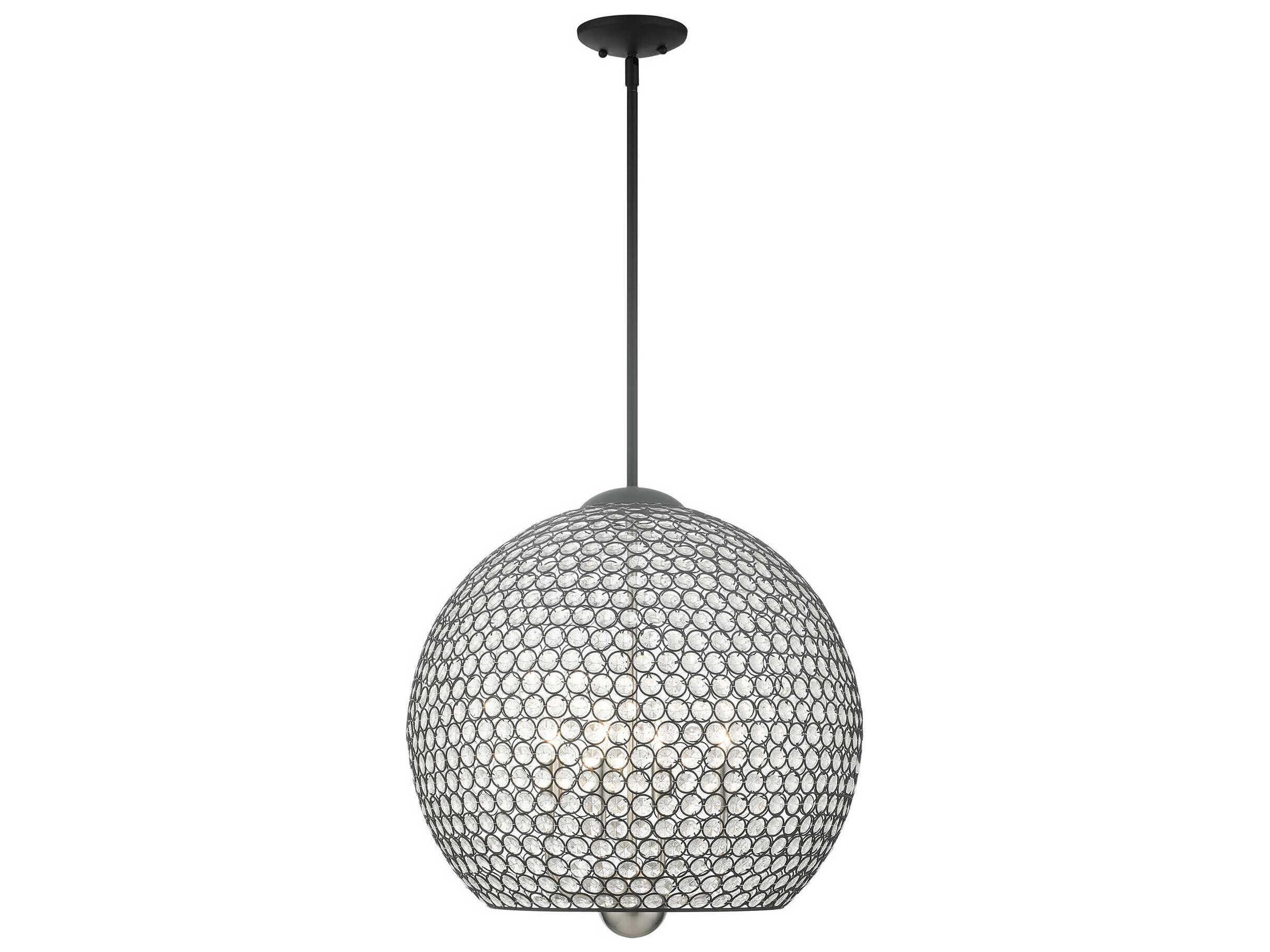Livex Lighting Cassandra 4-Light Black Crystal Dome Pendant