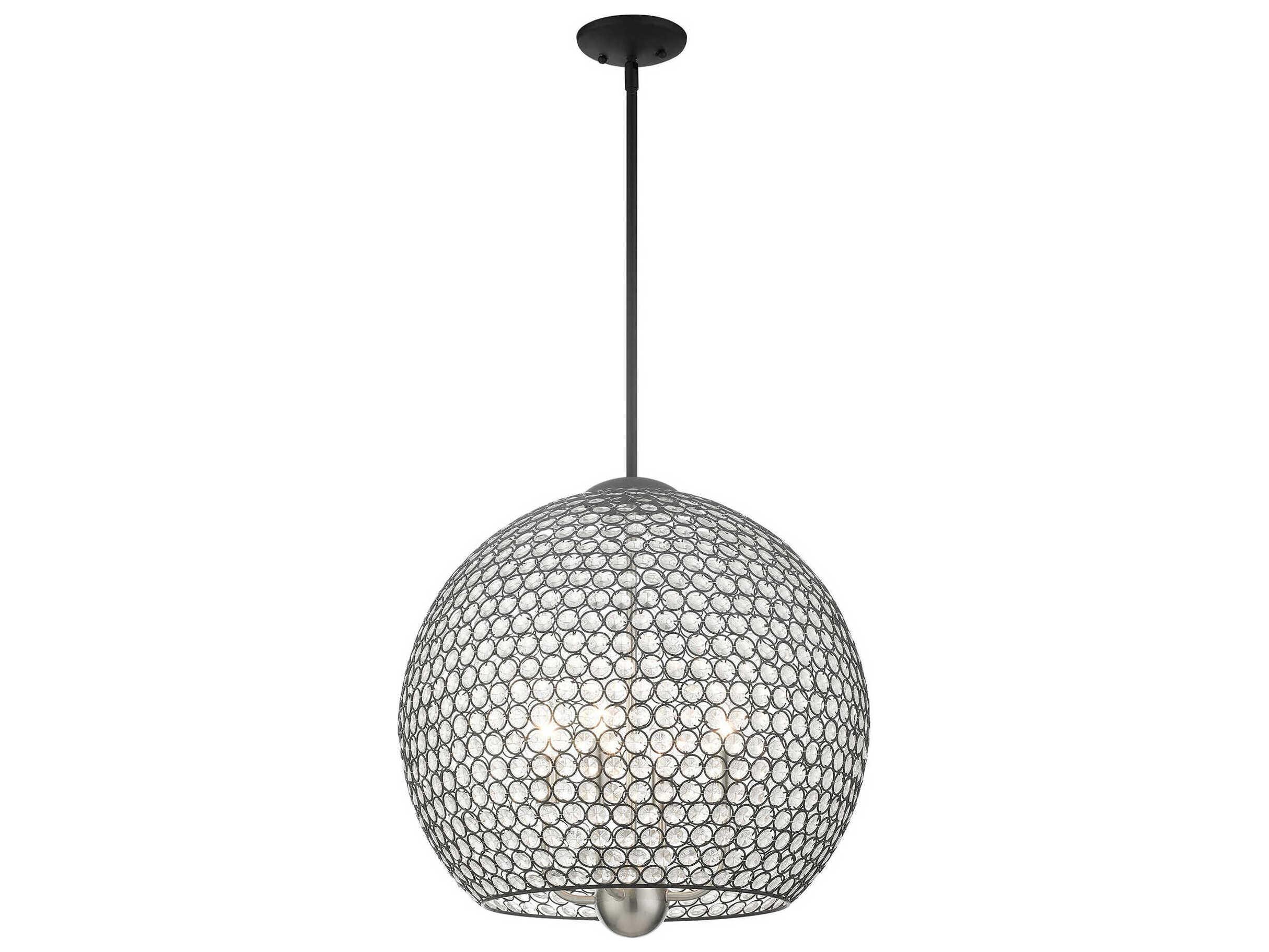 Livex Lighting Cassandra 4-Light Black Crystal Dome Pendant