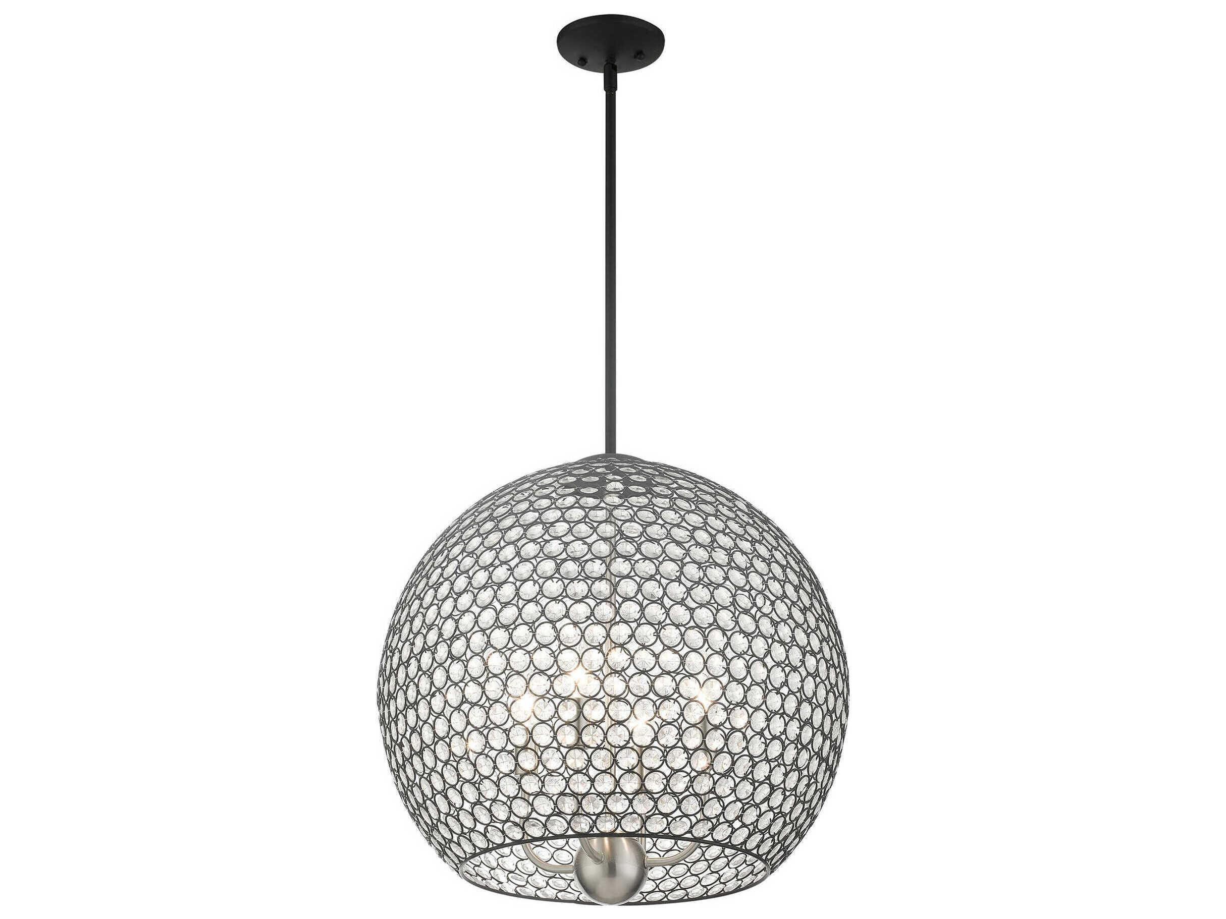 Livex Lighting Cassandra 4-Light Black Crystal Dome Pendant
