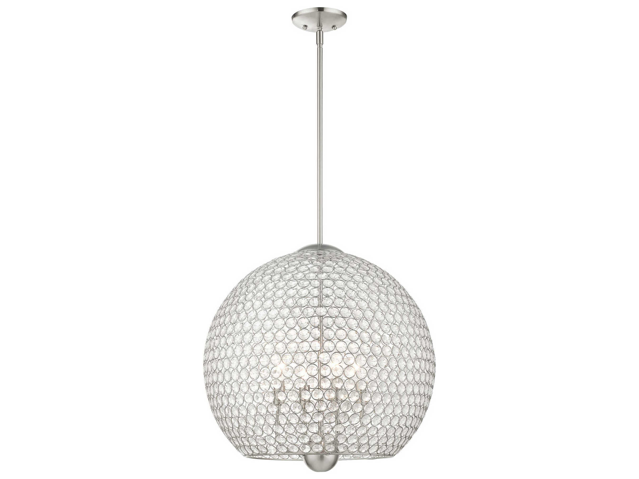 Livex Lighting Cassandra 4-Light Brushed Nickel Crystal Dome Pendant