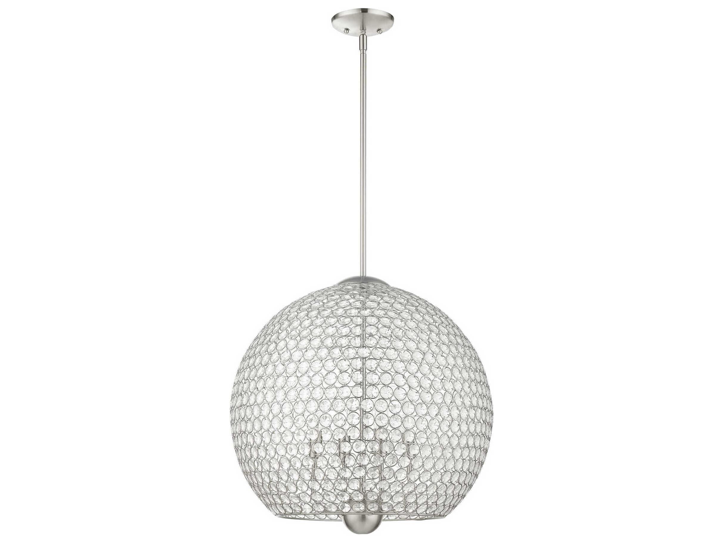 Livex Lighting Cassandra 4-Light Brushed Nickel Crystal Dome Pendant