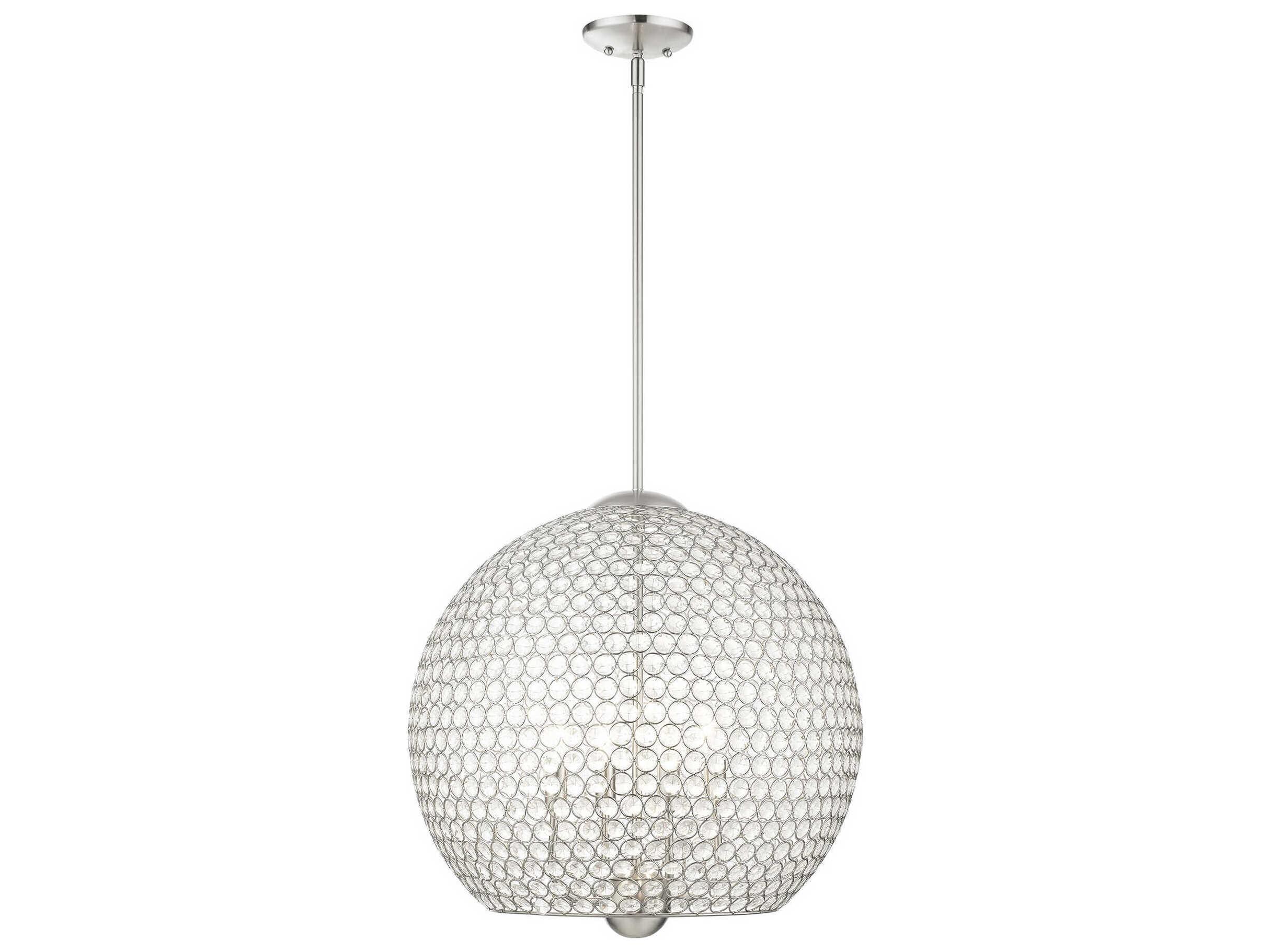 Livex Lighting Cassandra 4-Light Brushed Nickel Crystal Dome Pendant