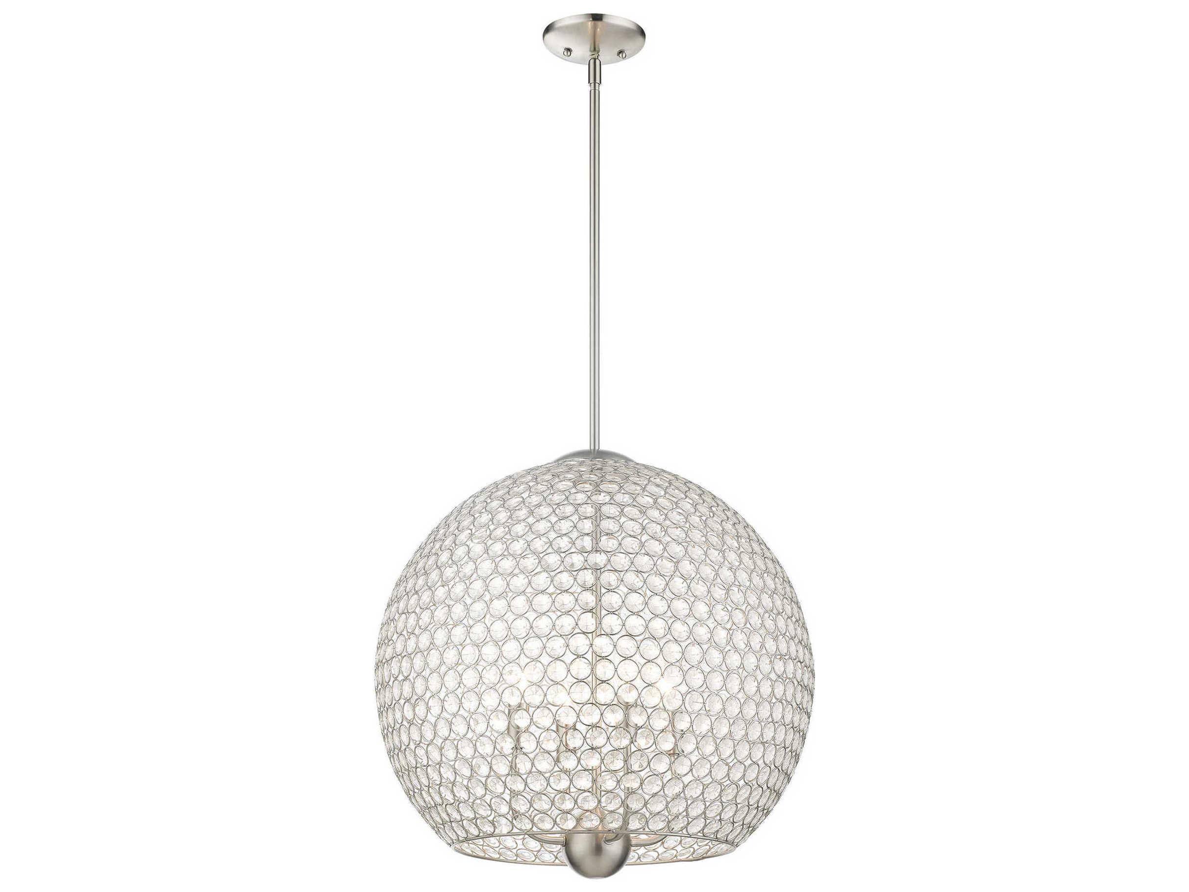 Livex Lighting Cassandra 4-Light Brushed Nickel Crystal Dome Pendant