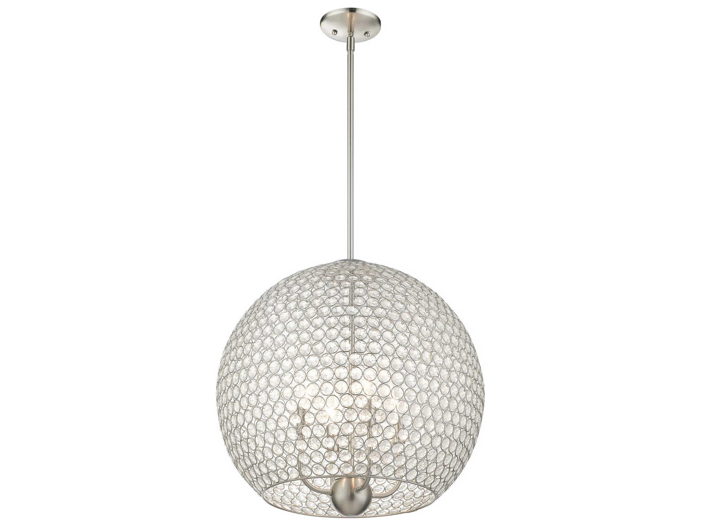 Livex Lighting Cassandra 4-Light Brushed Nickel Crystal Dome Pendant