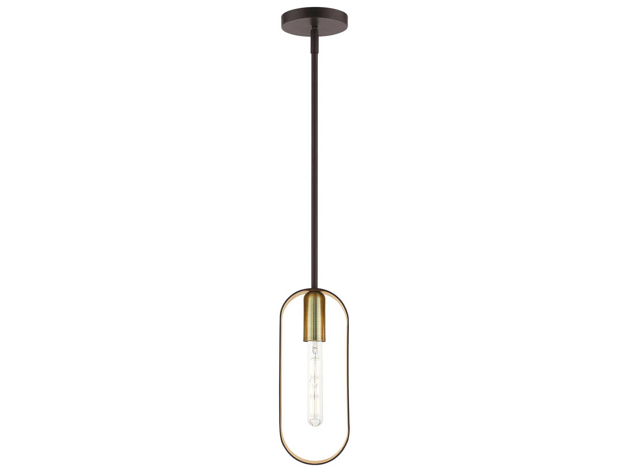 Livex Lighting Ravena 1-Light Bronze Antique Brass Gold Mini Pendant